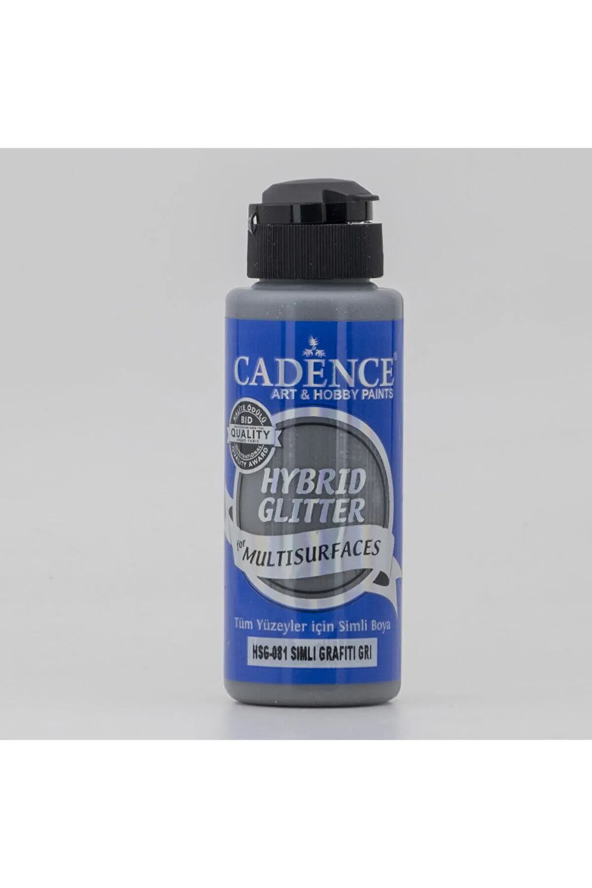 Simli Gümüş Grafiti Gri Hybrid Glitter Multisurface Akrilik Boya Hsg-081 Grafiti Gri 120ml