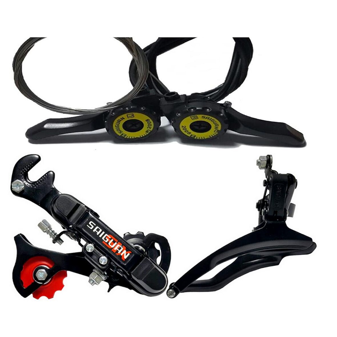 HSGL BİSİKLET TY 05 VİTES KOLU SİYAH ÖN ARKA ATTIRICI SET