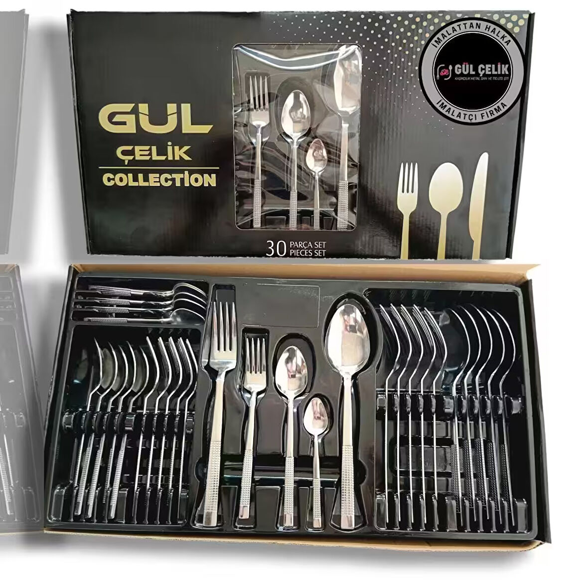 30 Parça 6 Kişilik Çatal Kaşık Seti Hasır Model Kutulu 18/0 Kalite