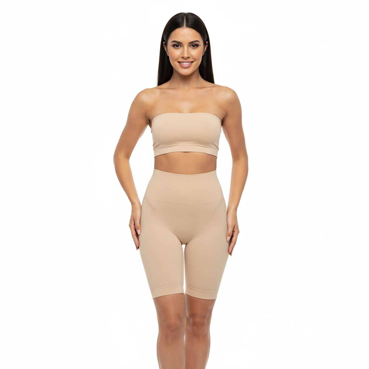 Diz Üstü Yüksek Bel Paçalı Korse – Silikonlu, Kaydırmaz Ve Şekillendirici Vücut Etkili