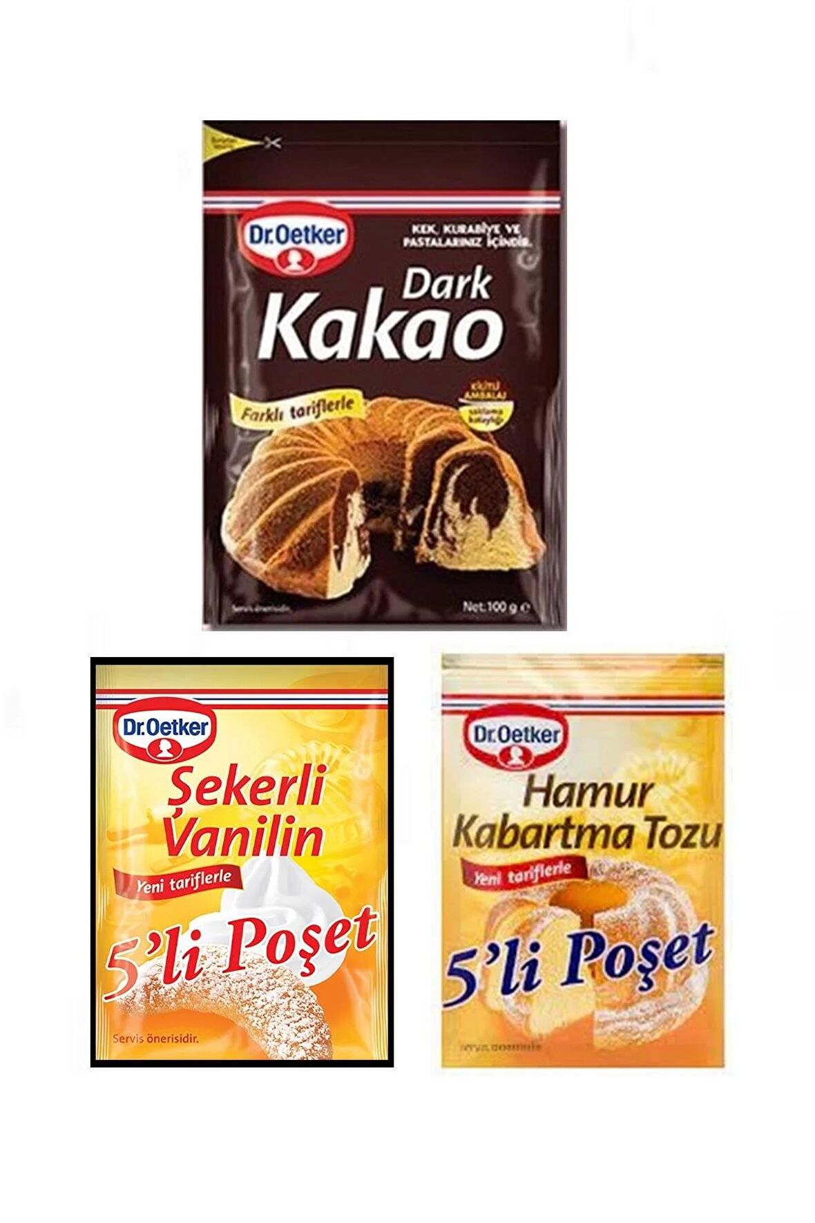 Dr. Oetker Dark Kakao, Vanilin, Kabartma Tozu Pastacılık Seti