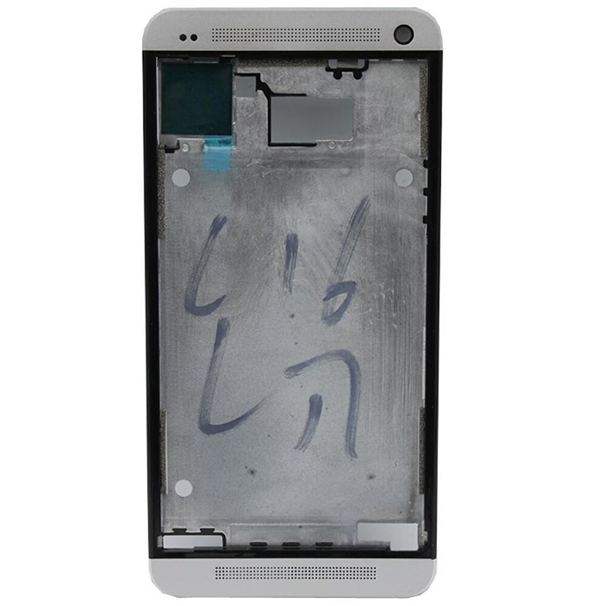 HTC One M7 Orta Kasa Ön Kapak Gümüş