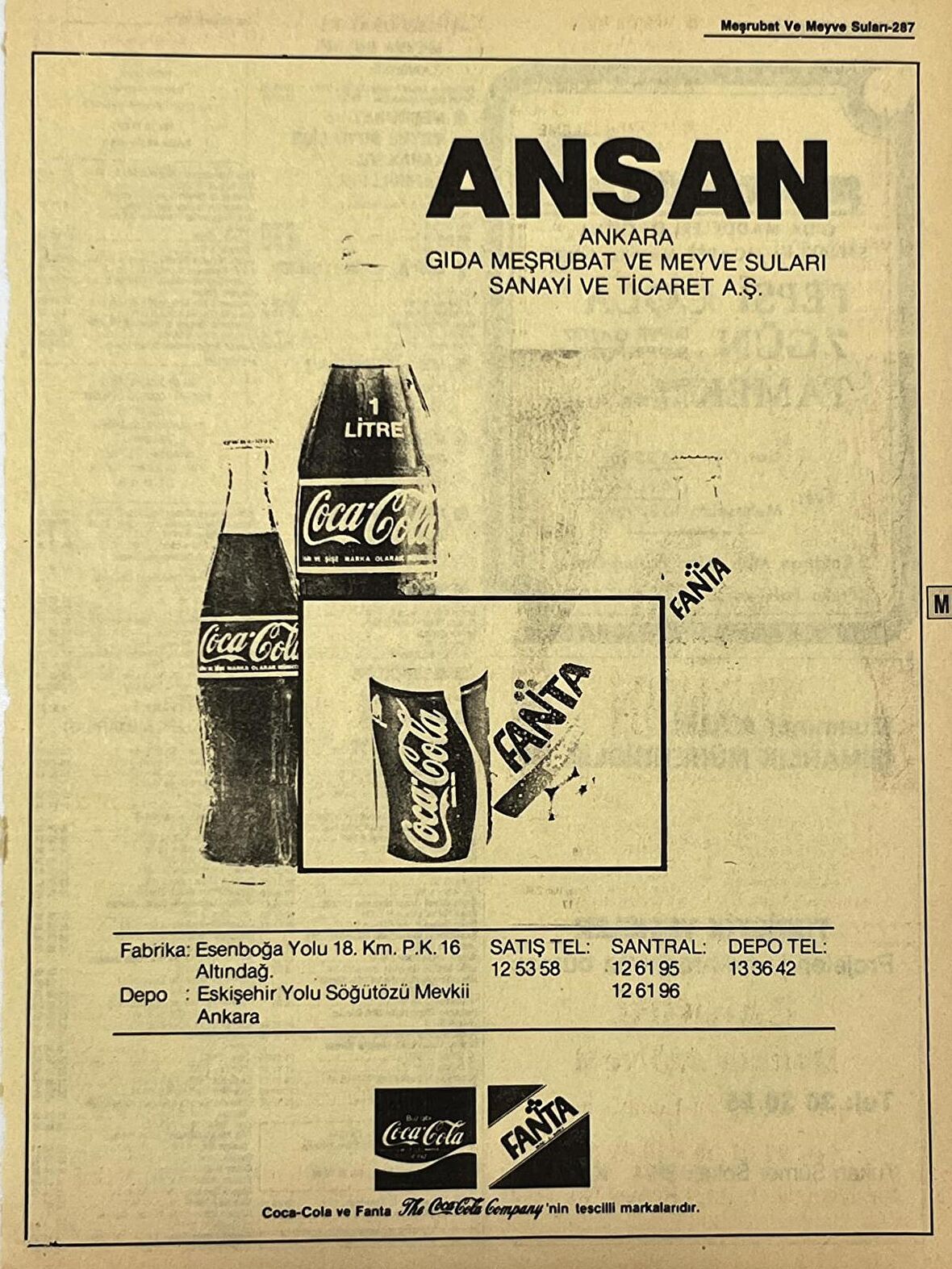 Ankara 1986 Meslek Reklam İlanı Efemera S287