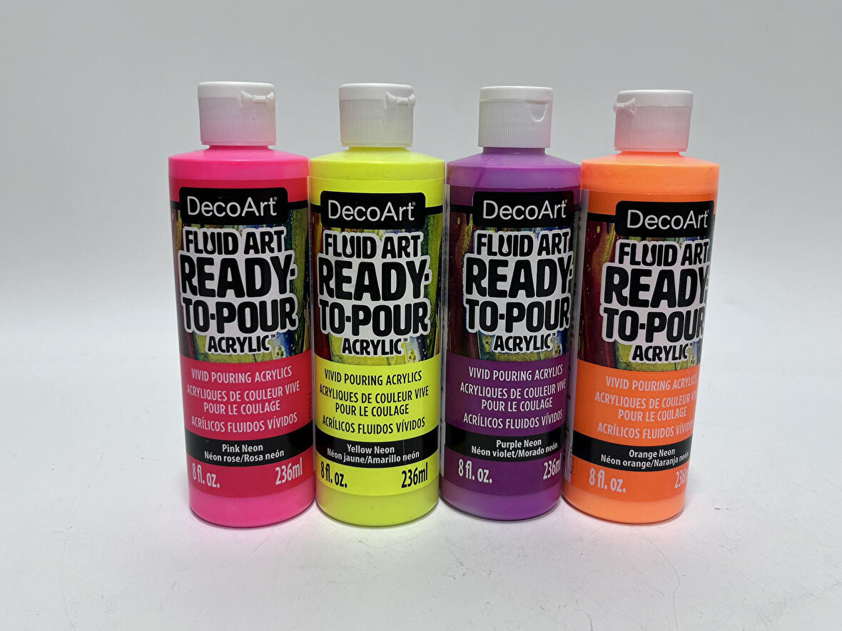 Decoart DecoArt Fluid Art Ready-To-Pour Neon Akrilik Boya Seti 8oz 4 Adet