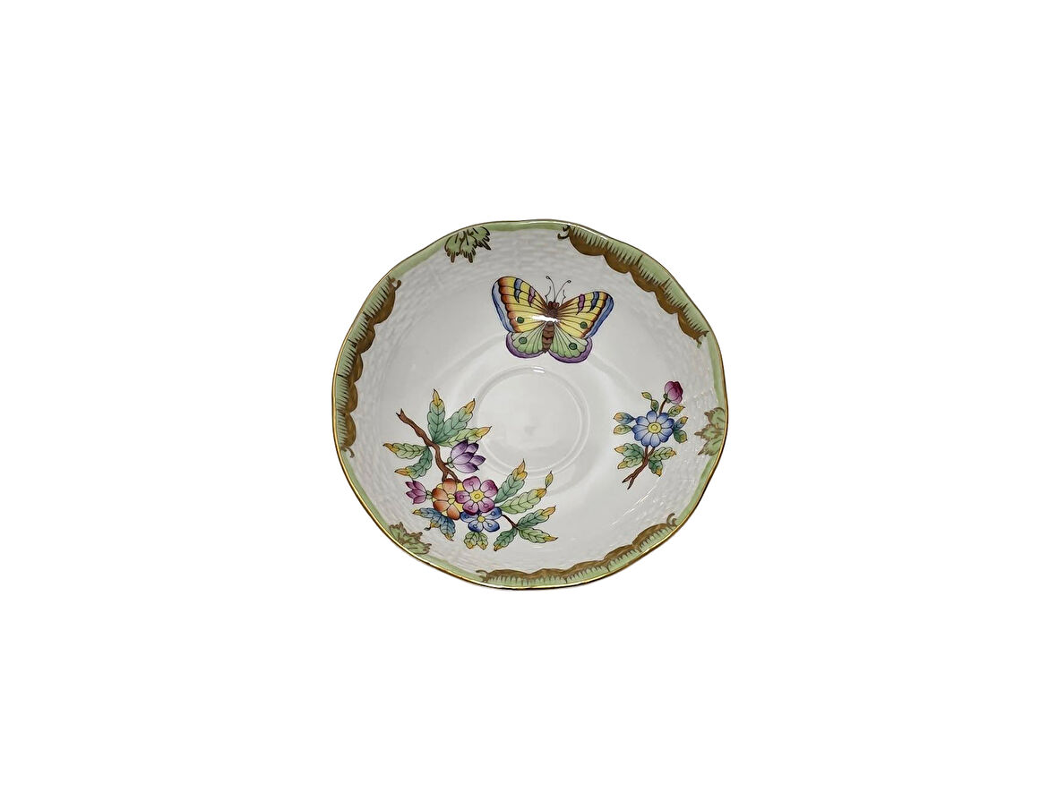 Herend 708 Kraliçe Victoria VBO El Boyama Porselen Kahve Fincan Tabağı