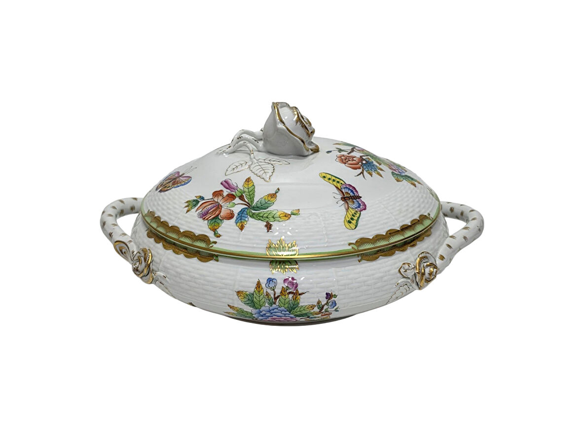 Herend 51 Kraliçe Victoria VBO El Boyama Porselen Servis Kasesi