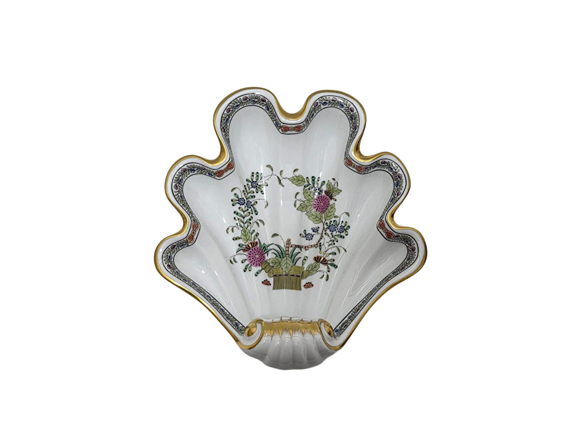 Herend 7521 FD El Boyama Porselen Deniz Kabuğu Formlu Servis Tabağı 