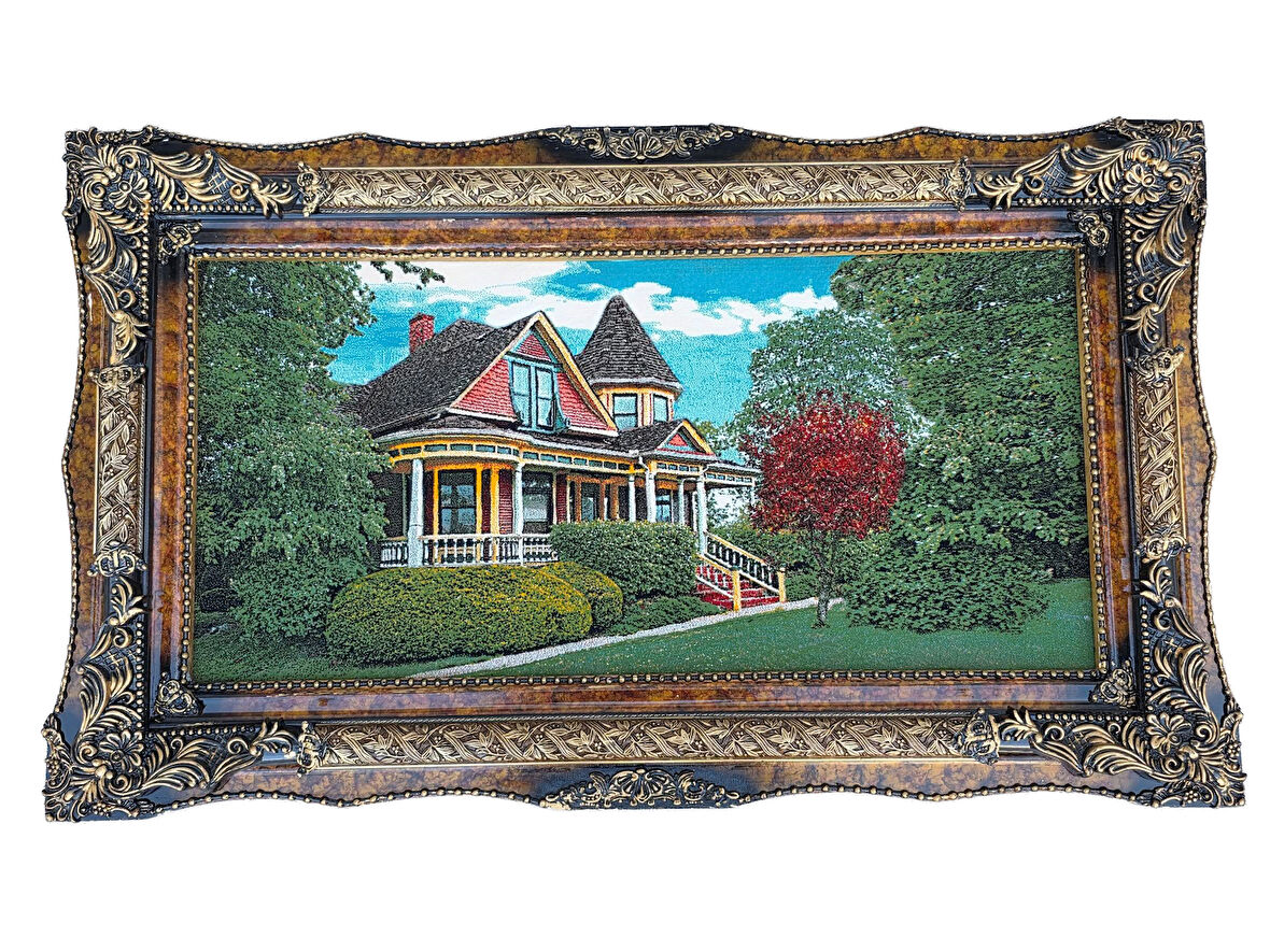 Kırmızı Ağacın Hikayesi Adlı İran Tebriz Halı Tablo 123x73cm - Duvar Halı Kilim Tablo