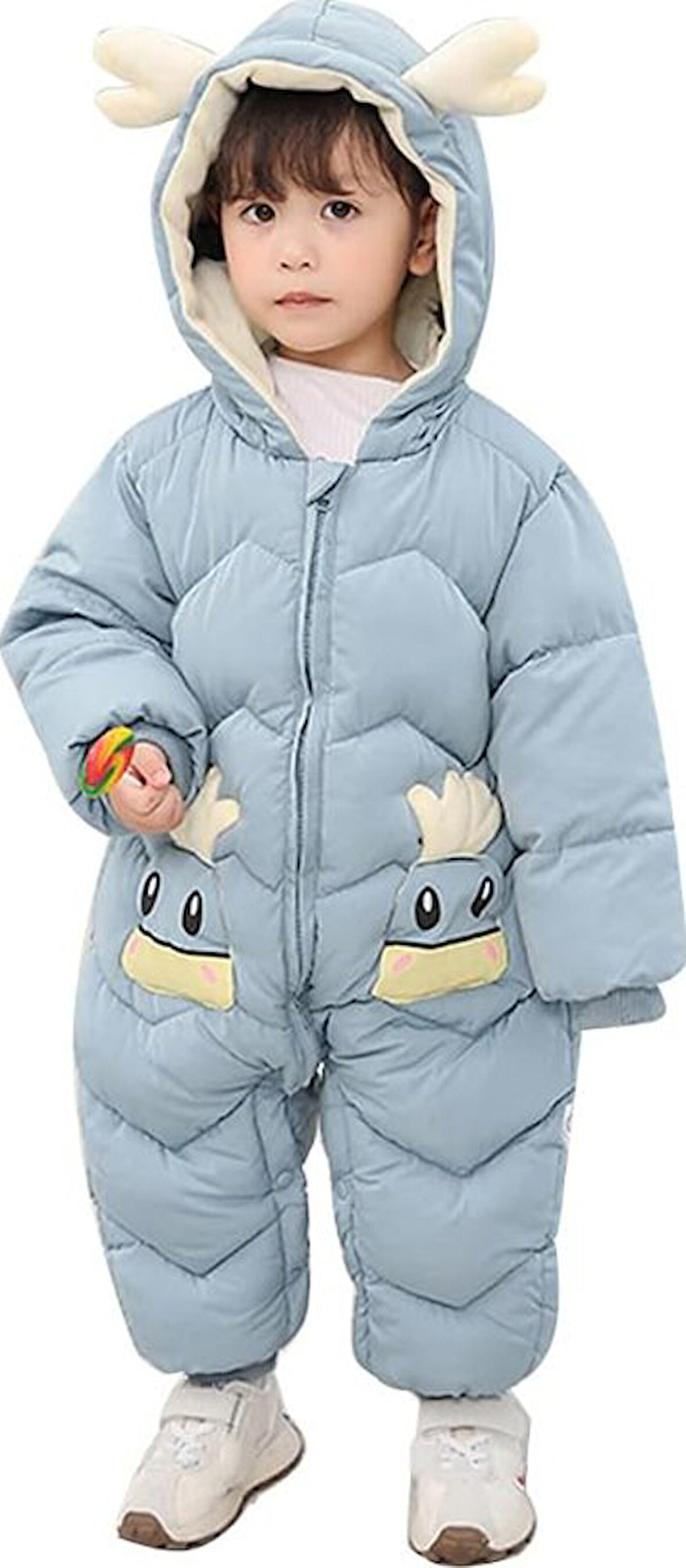 Bebek Fermuarlı Kozmonot Tulum Mavi 90 Beden