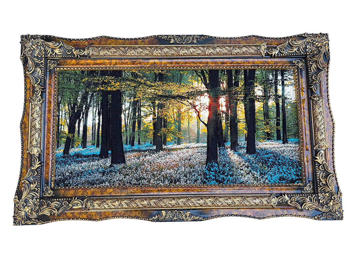 Güneşin Dokunuşu Adlı İran Tebriz Halı Tablo 123x75cm - Duvar Halı Kilim Tablo