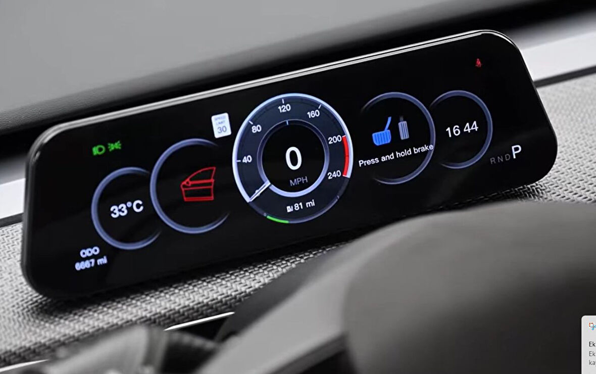 Tesla Model Y ve 3 Uyumlu Heads-Up Display Monitör 9,6''