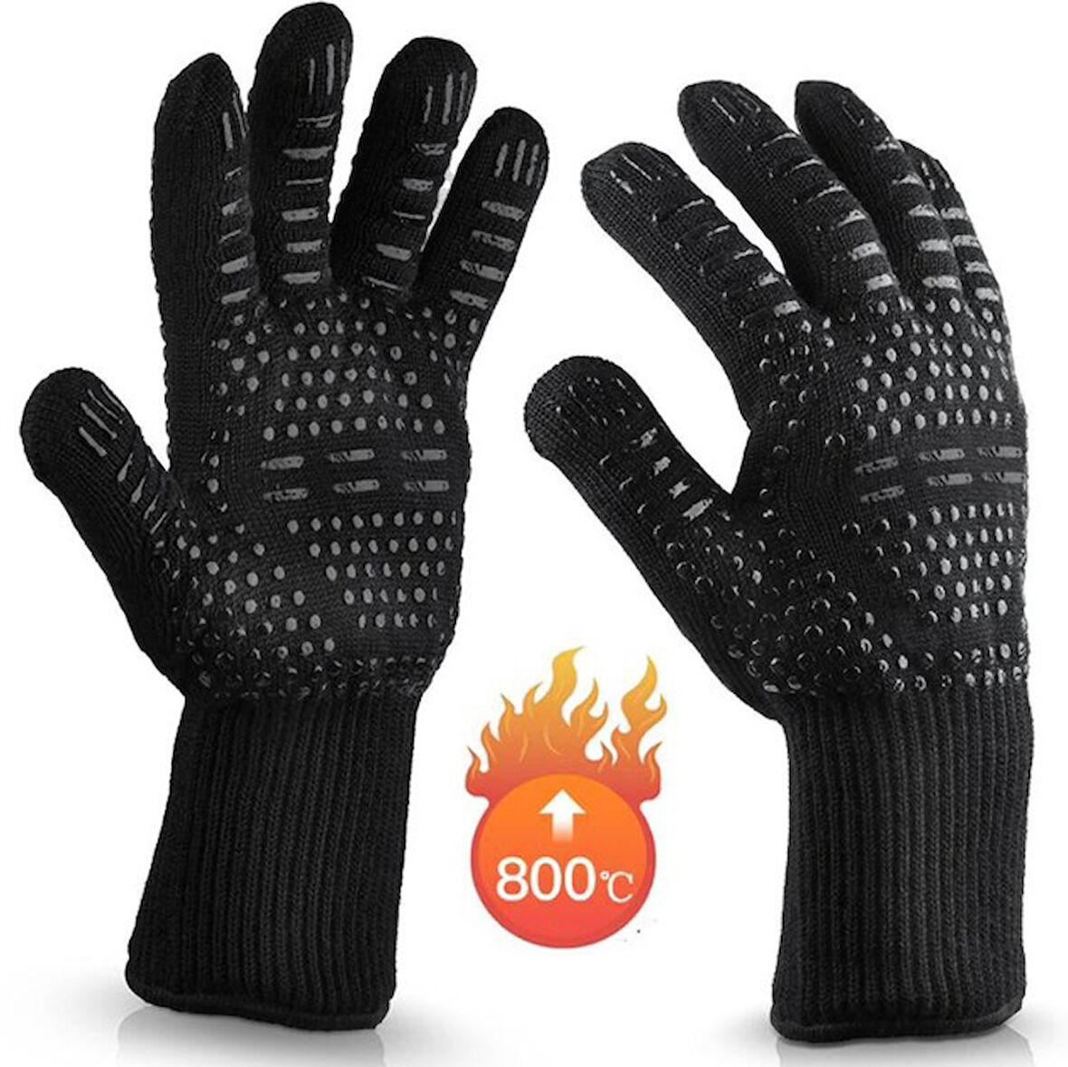 Yüksek Sıcaklık Dayanıklı Barbekü Fırın Eldiveni Siyah 32cm (1 Adet)