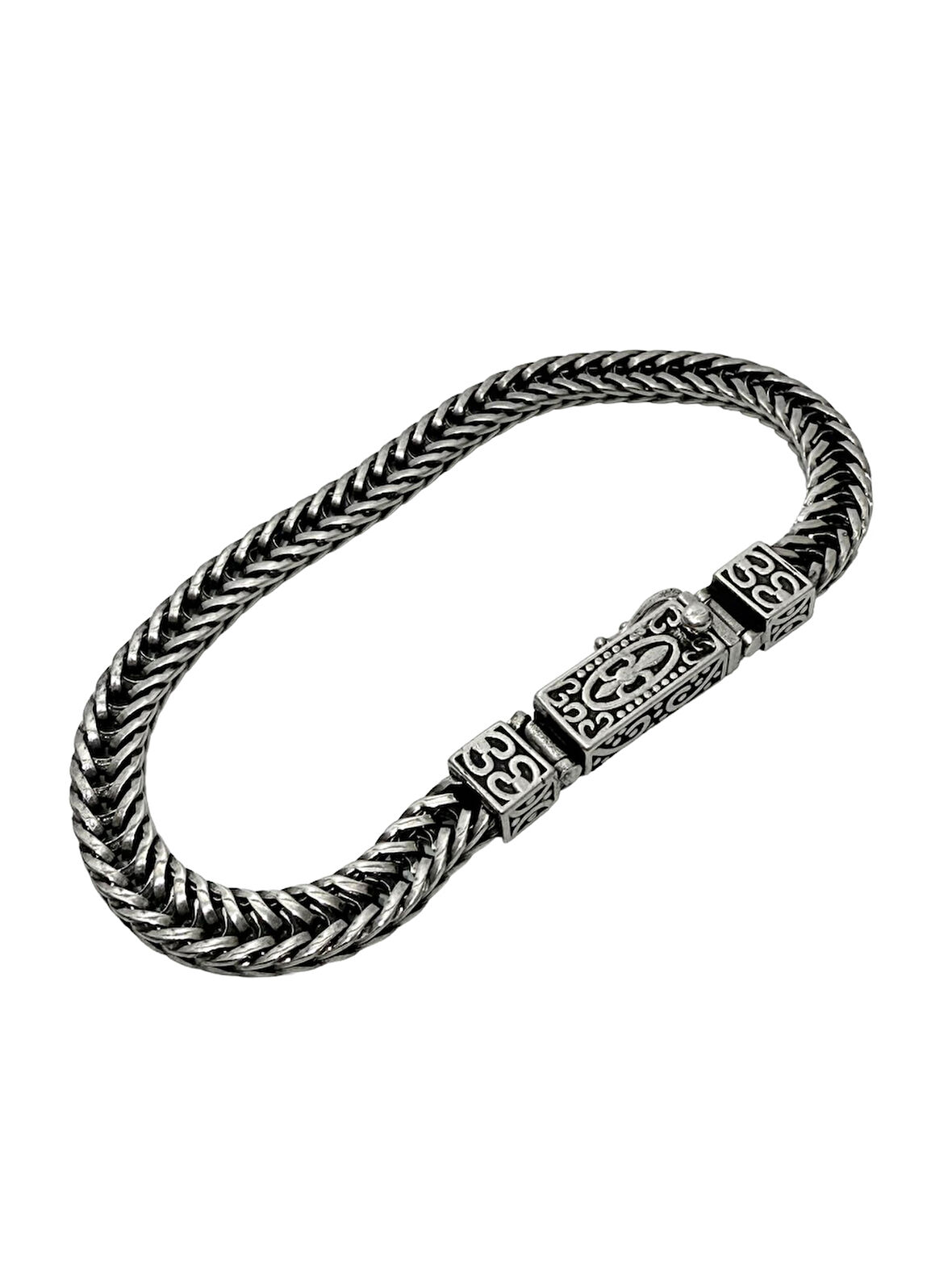 Gümüş Örme Erkek Bileklik 22cm - Cihan Albora Bilekliği