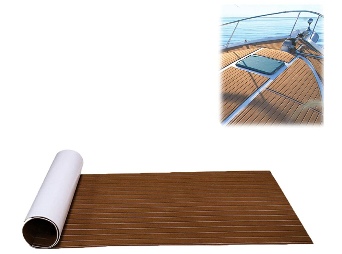 Eva Köpük Sahte Tik Güverte Zemin Kaplama 45x240 cm