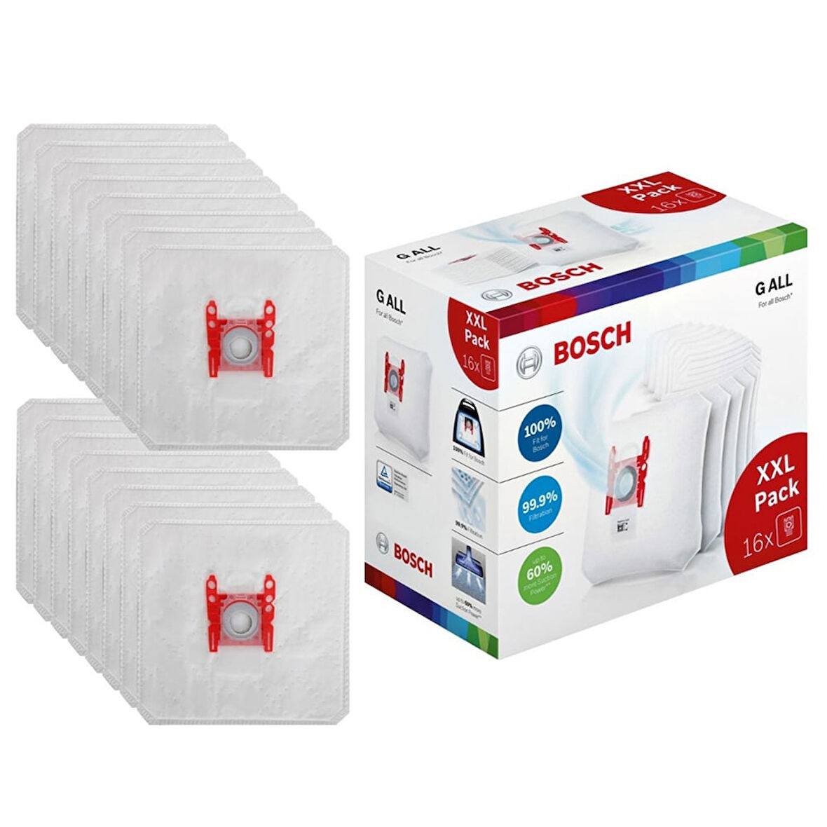 Bosch İle Uyumlu GL BBS BSA BSGL Serisi Sphera Typ G 3A330C Elektrikli Süpürge G ALL Kutulu 16 Adet Toz Torbası