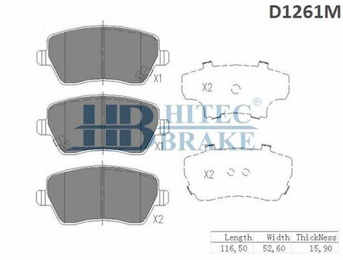 Hitech 010176 Ön Balata Clio III -Modus 05-Logan 07-Accord VII 03-2.0 Micra 03-Swift 05-Note 06-D1261M 