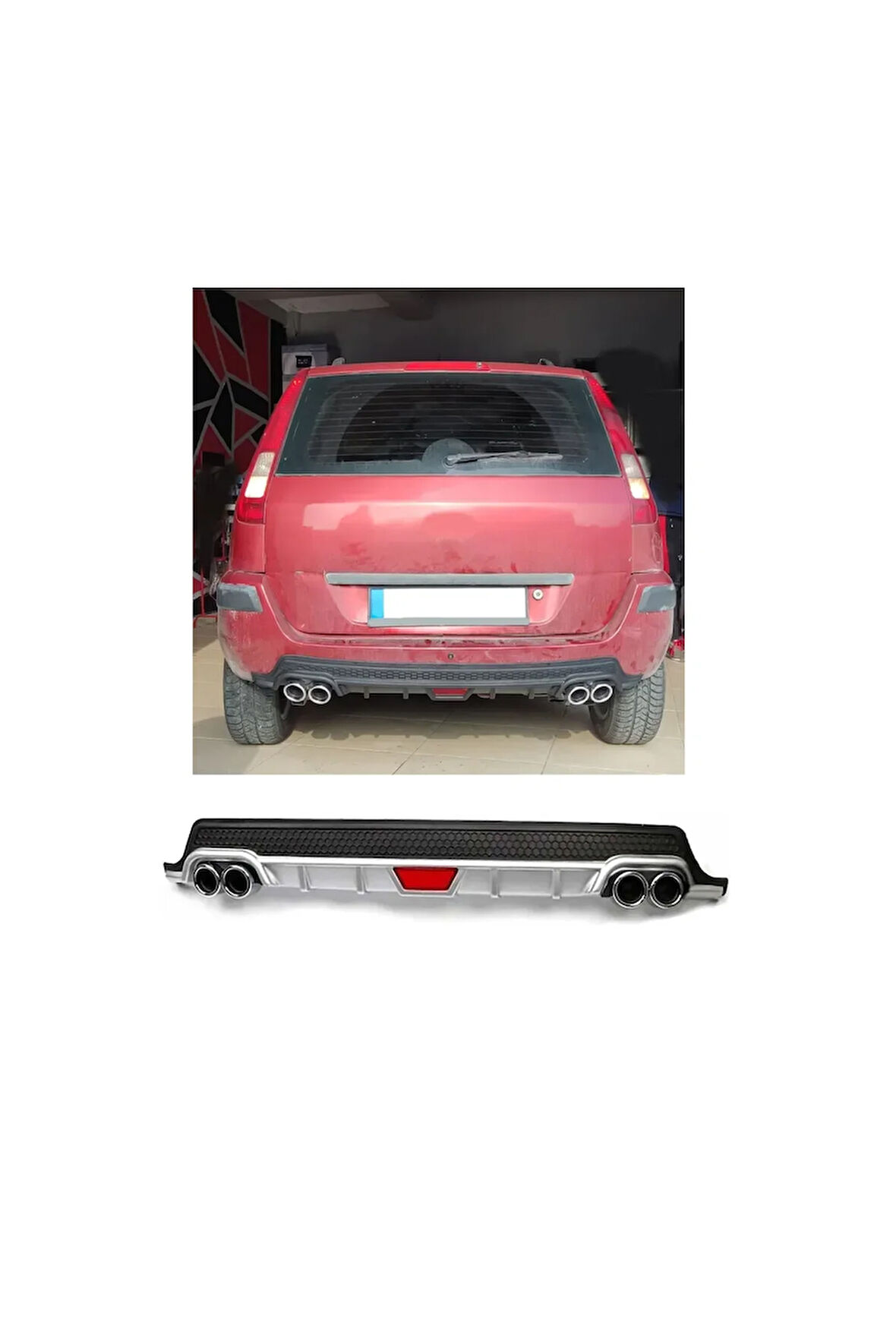 FORD FUSION UYUMLU BODY KİT DİFÜZÖR 4 ÇIKIŞ YUVARLAK GRİ MODEL 1