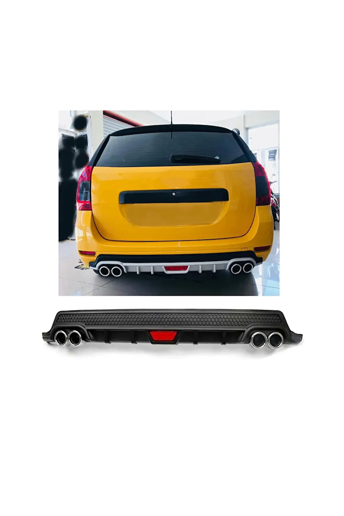 DACİA LOGAN MCV UYUMLU BODY KİT DİFÜZÖR 4 ÇIKIŞ YUVARLAK SİYAH MODEL 2