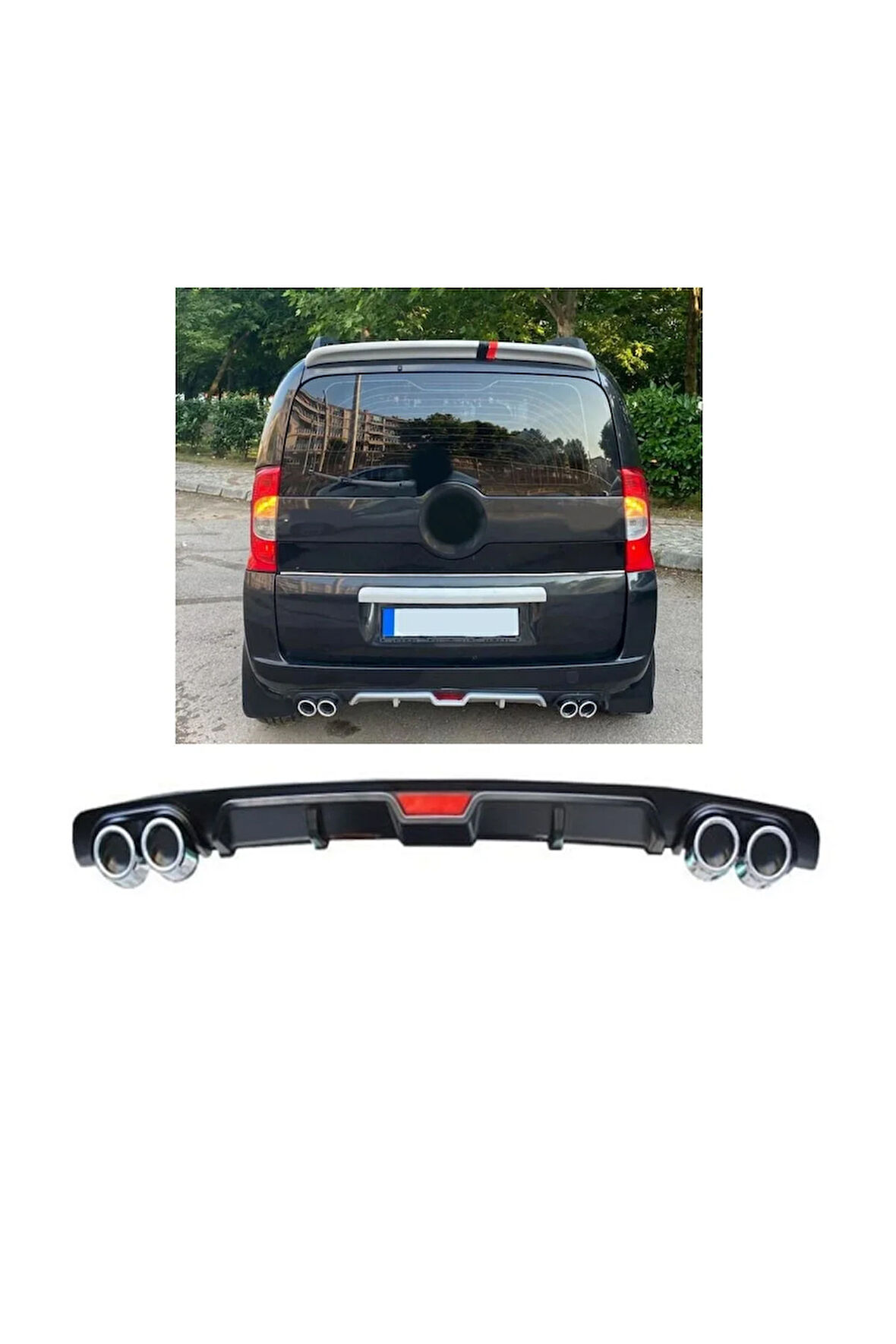 CİTROEN NEMO UYUMLU BODY KİT DİFÜZÖR 4 ÇIKIŞ SİYAH YUVARLAK
