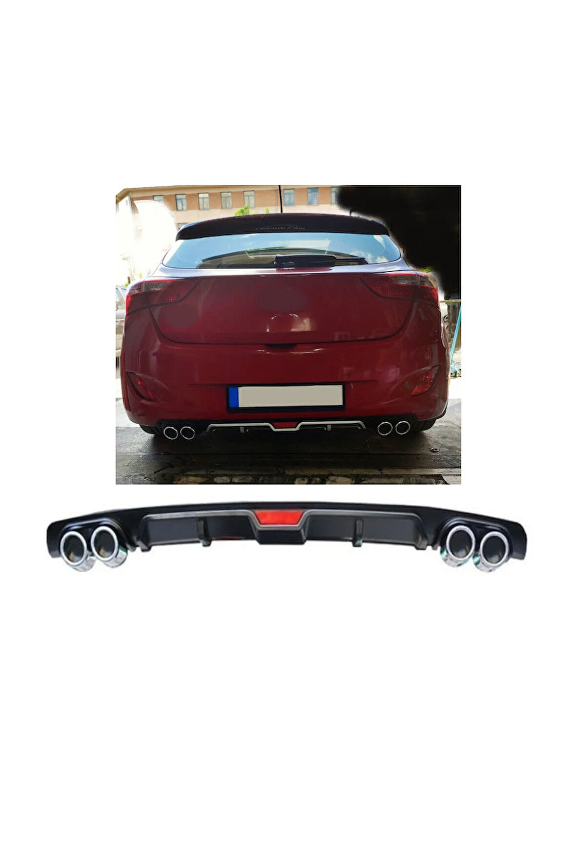 HYUNDAİ İ30 UYUMLU BODY KİT DİFÜZÖR 4 ÇIKIŞ SİYAH YUVARLAK