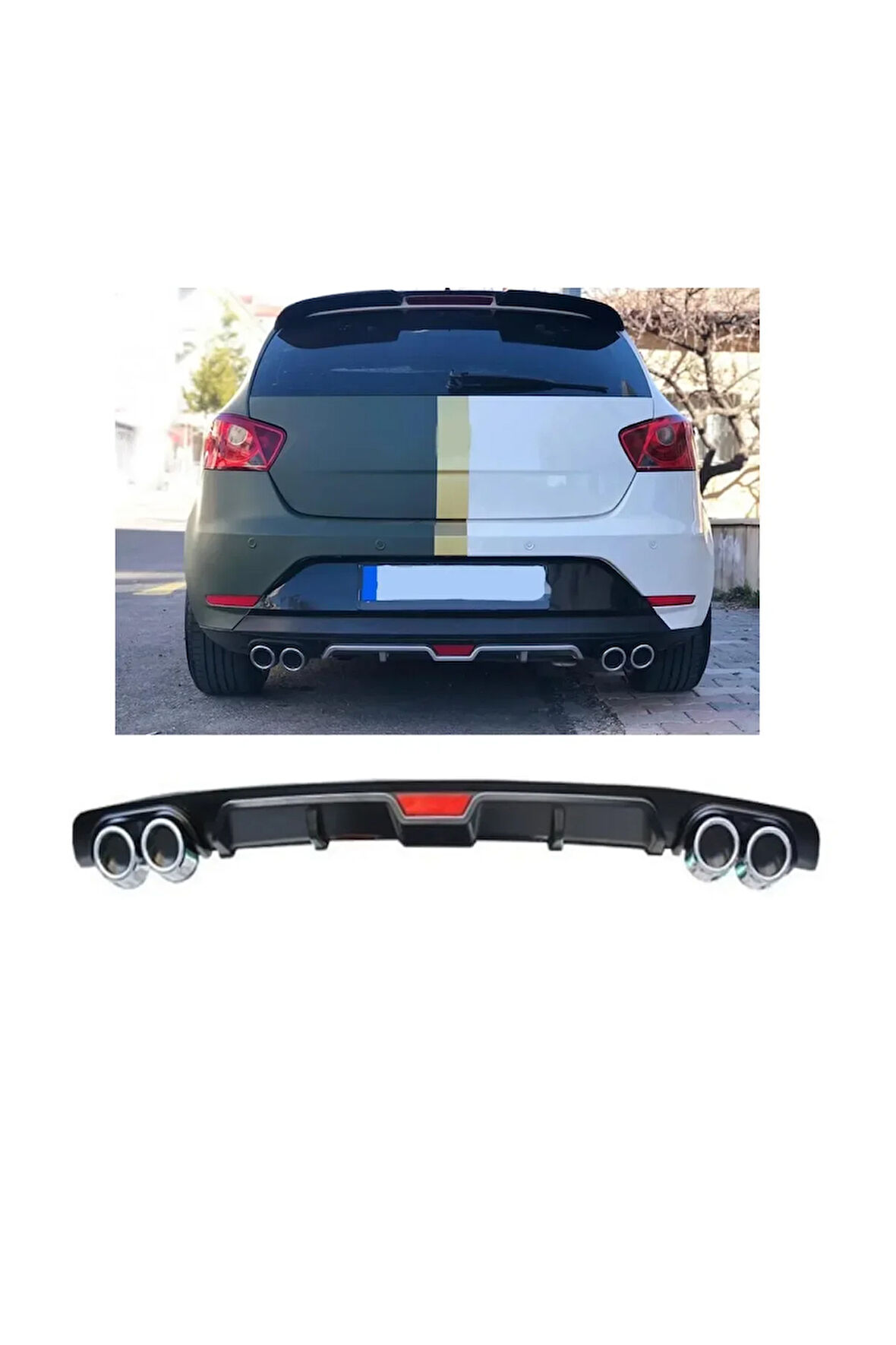 SEAT İBİZA UYUMLU BODY KİT DİFÜZÖR 4 ÇIKIŞ SİYAH YUVARLAK