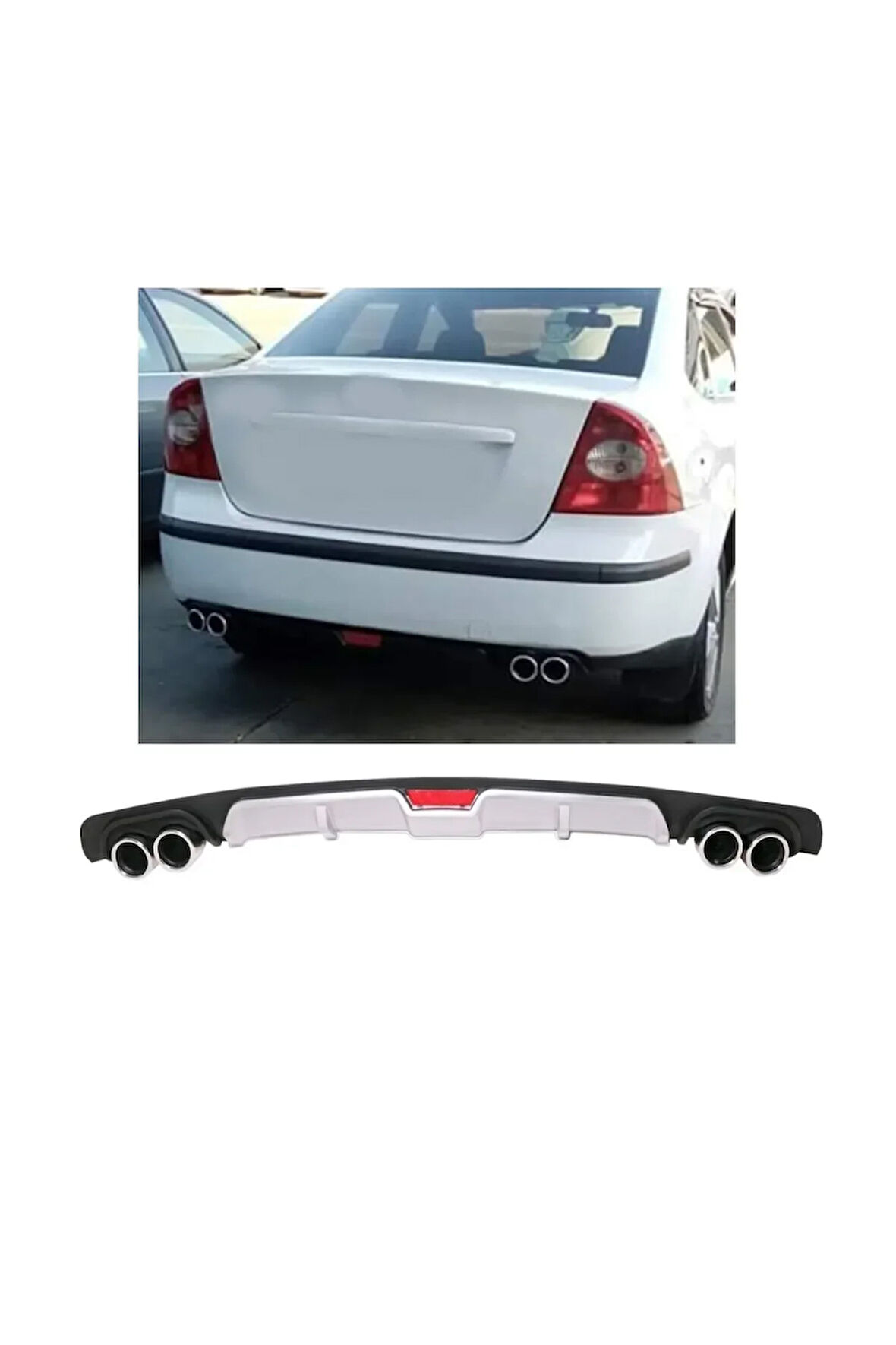 FORD FOCUS 2 UYUMLU BODY KİT DİFÜZÖR 4 ÇIKIŞ GRİ YUVARLAK