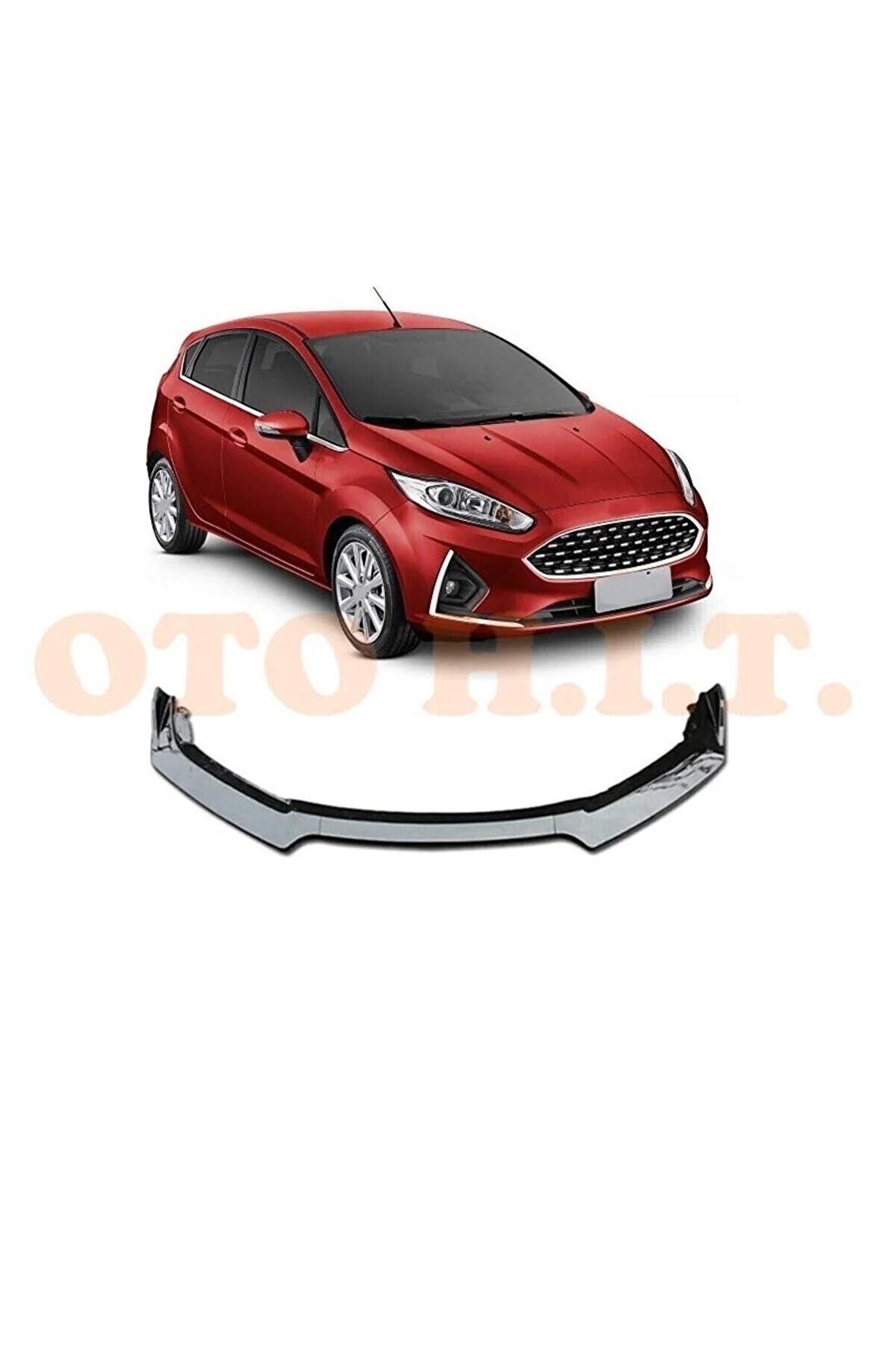 Fiesta 2013-2017 Uyumlu Esnek Ayarlanabilir 3 Parça Kanatlı Piano Black Ön Lip