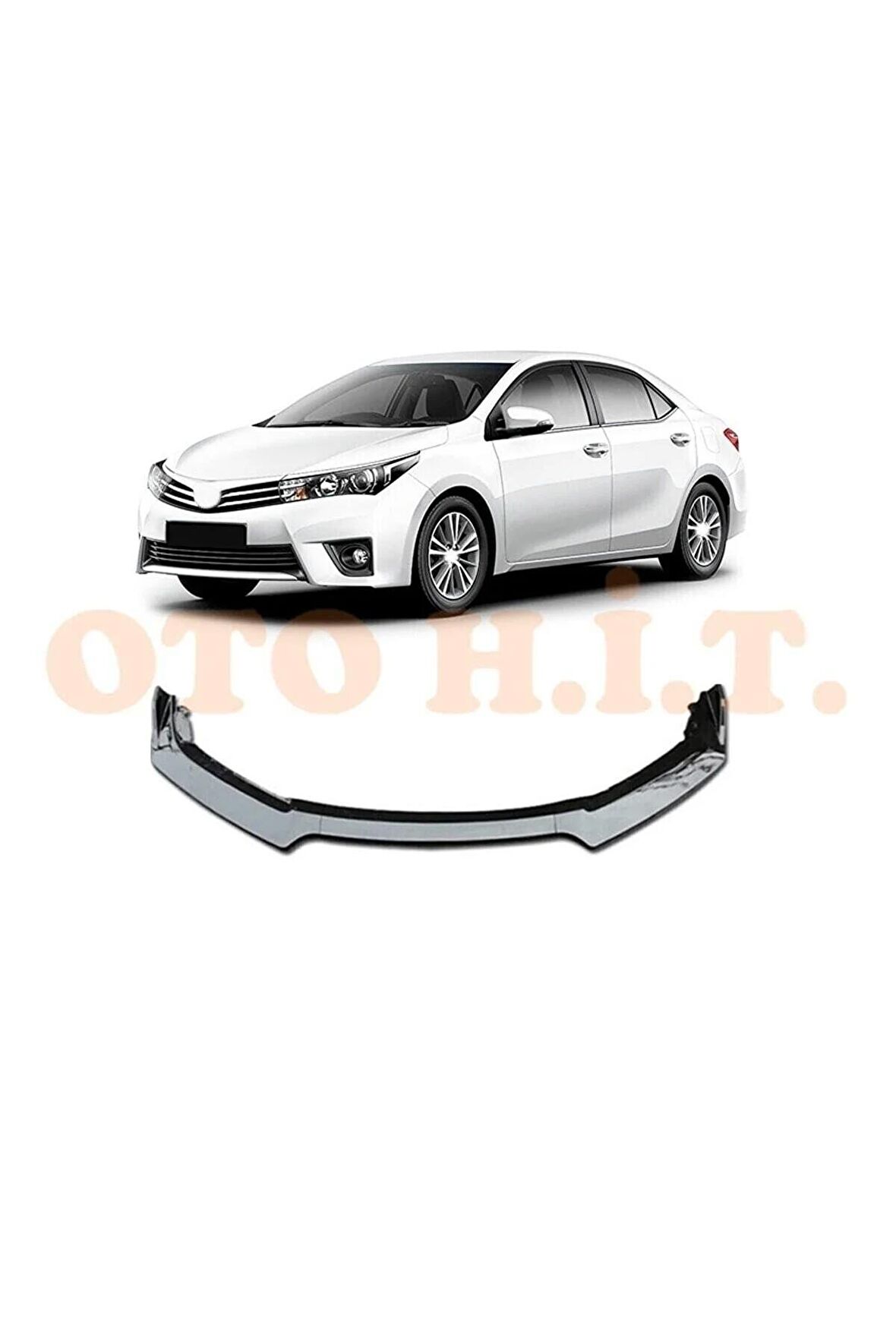 Toyota Corolla 2013-2018 Uyumlu Esnek Ayarlanabilir 3 Parça Kanatlı Piano Black Ön Lip