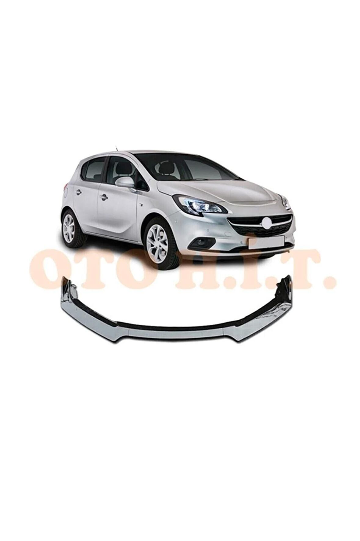 Opel Corsa E Uyumlu Esnek Ayarlanabilir 3 Parça Kanatlı Piano Black Ön Lip