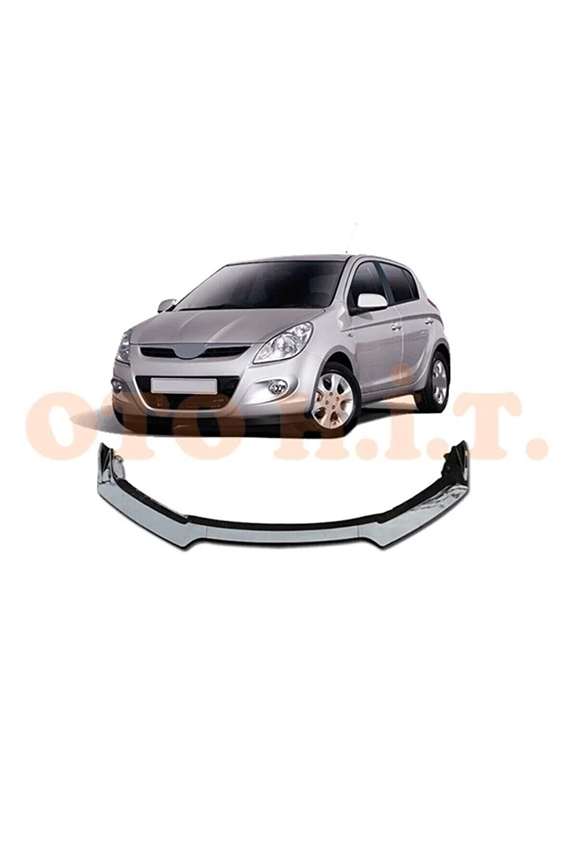 Hyundai I20 2008-2014 Uyumlu Esnek Ayarlanabilir 3 Parça Kanatlı Piano Black Ön Lip