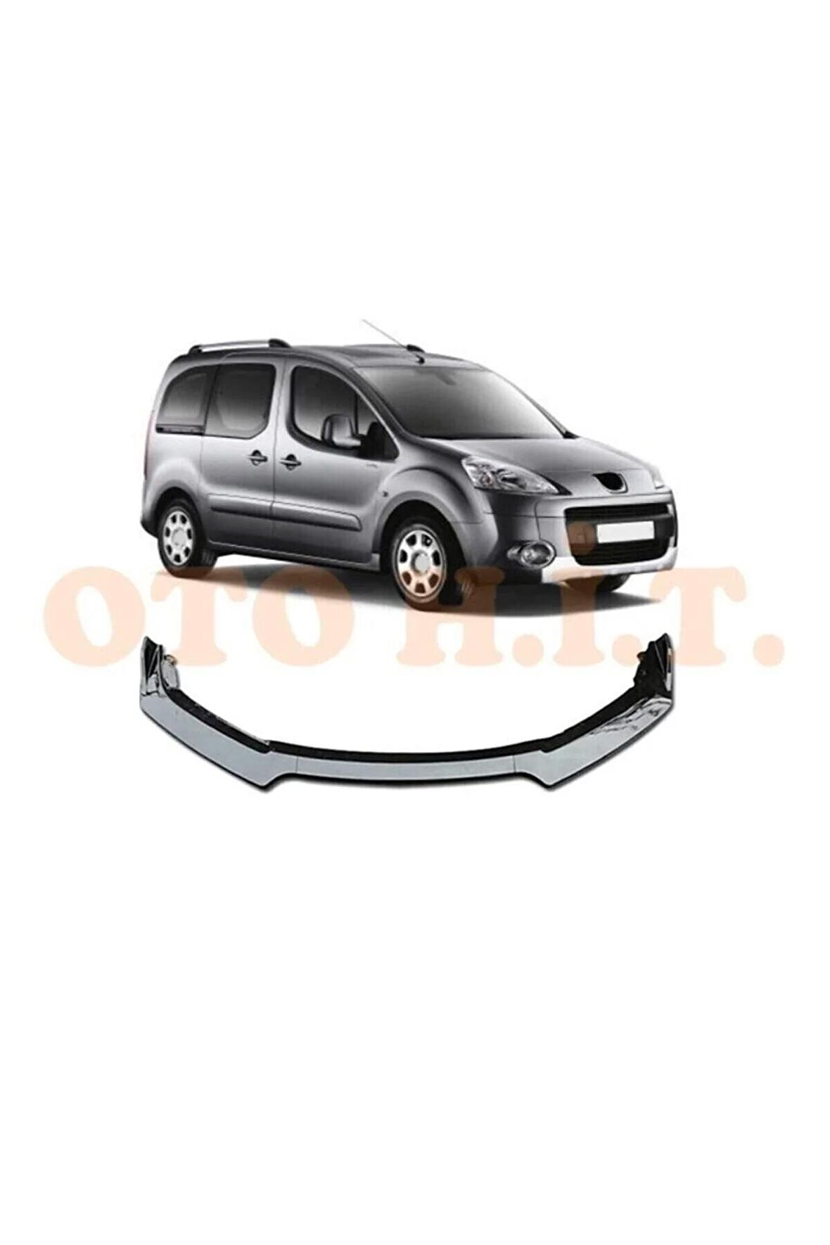 Peugeot Partner 2010-2015 Uyumlu Esnek Ayarlanabilir 3 Parça Kanatlı Piano Black Ön Lip