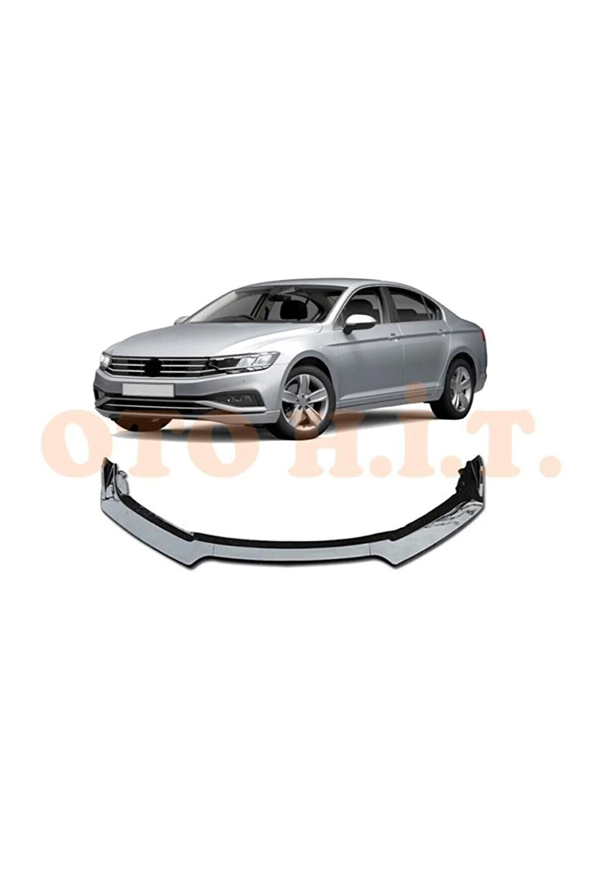 Volkswagen Passat B8 Uyumlu Esnek Ayarlanabilir 3 Parça Kanatlı Piano Black Ön Lip