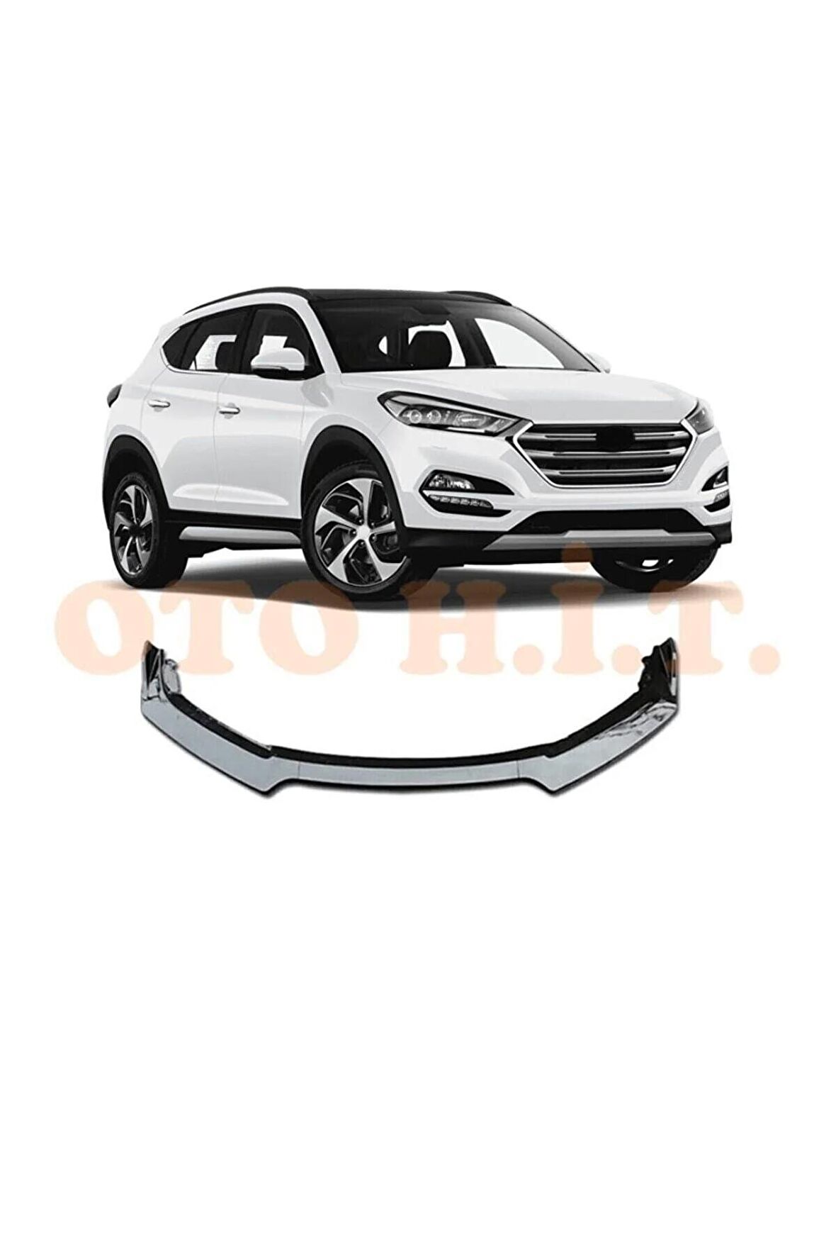 Hyundai Tuscon Uyumlu Esnek Ayarlanabilir 3 Parça Kanatlı Piano Black Ön Lip