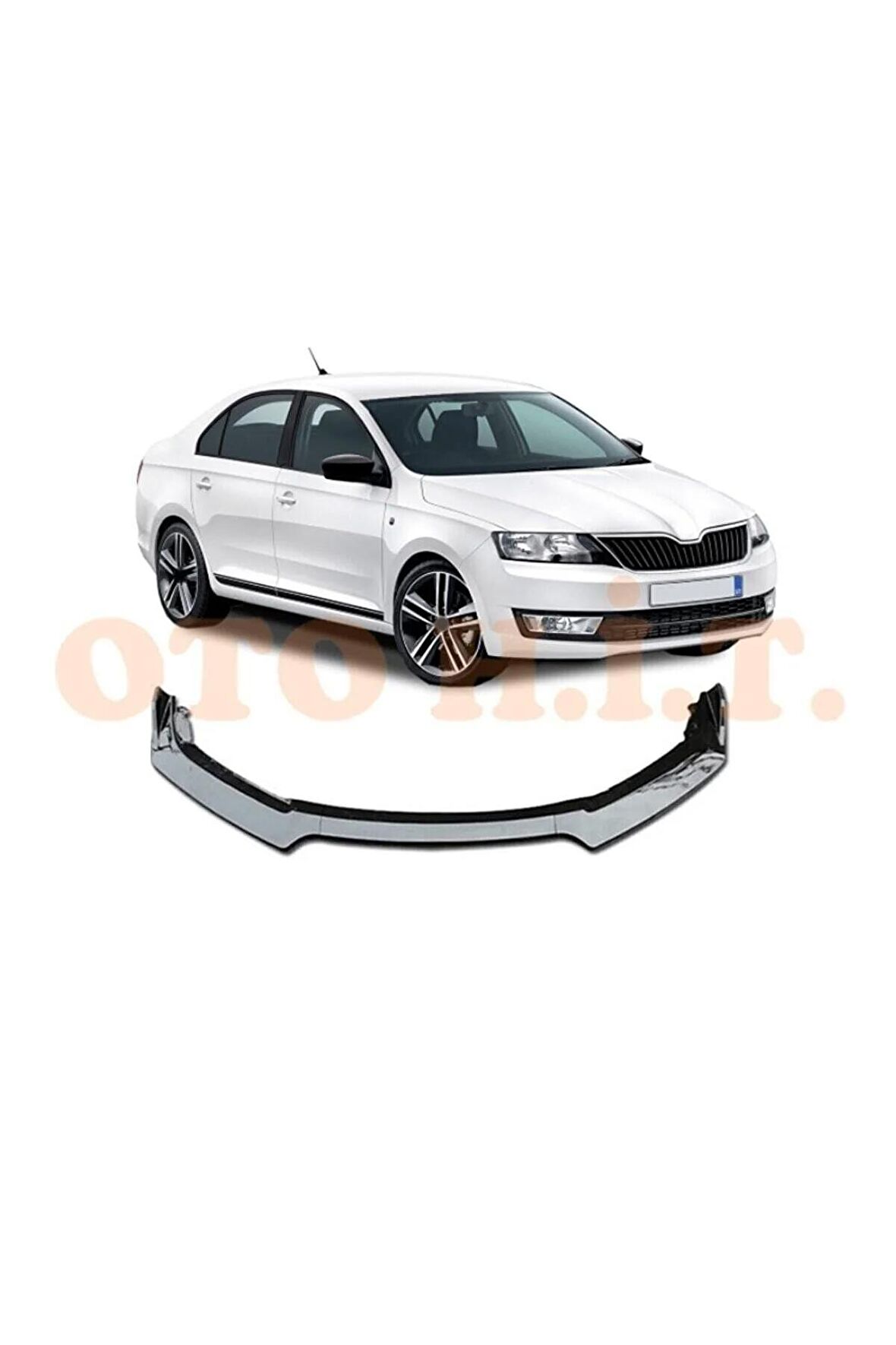 Skoda Rapid Uyumlu Esnek Ayarlanabilir 3 Parça Kanatlı Piano Black Ön Lip