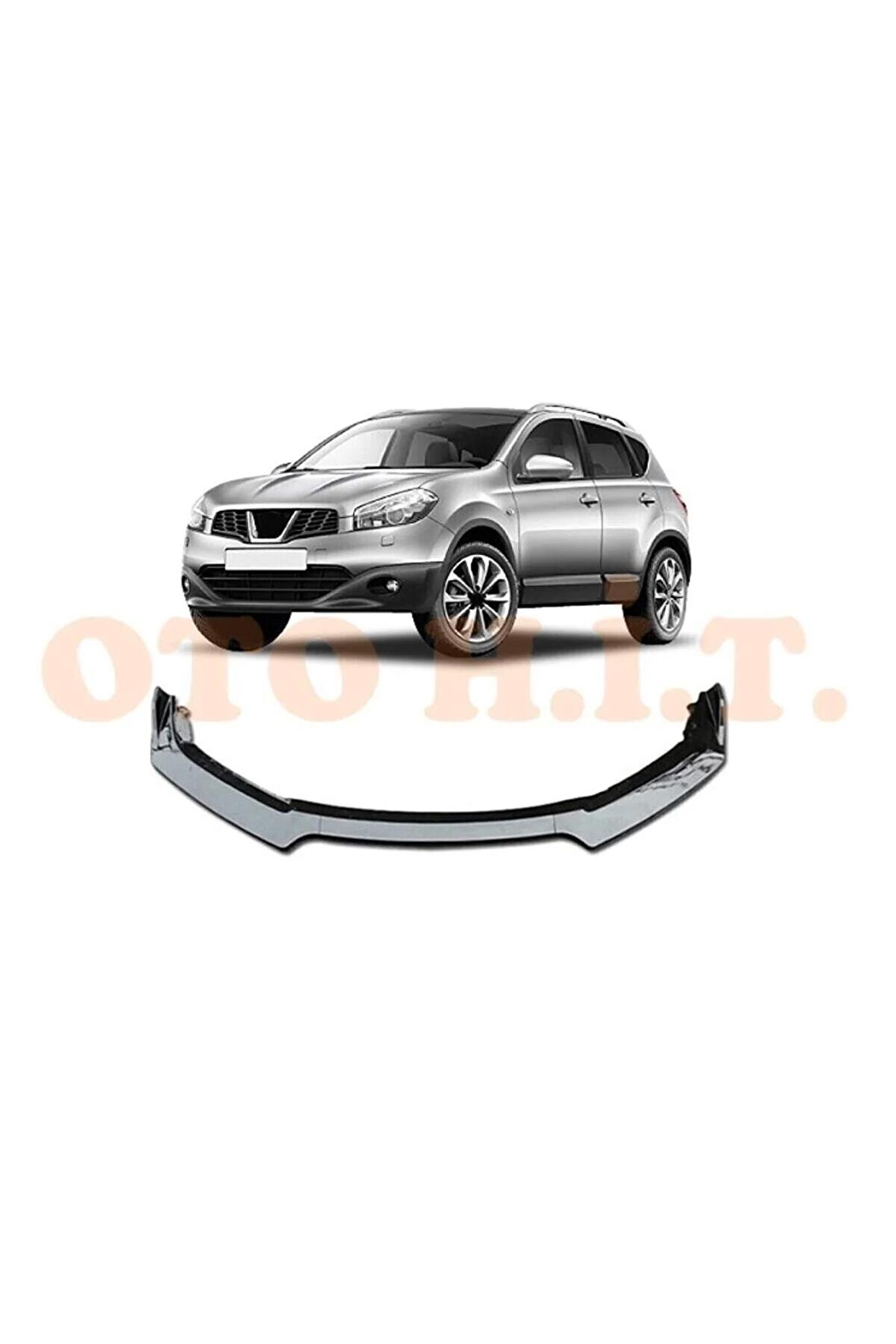 Nissan Qashqai 2006-2013 Uyumlu Esnek Ayarlanabilir 3 Parça Kanatlı Piano Black Ön Lip
