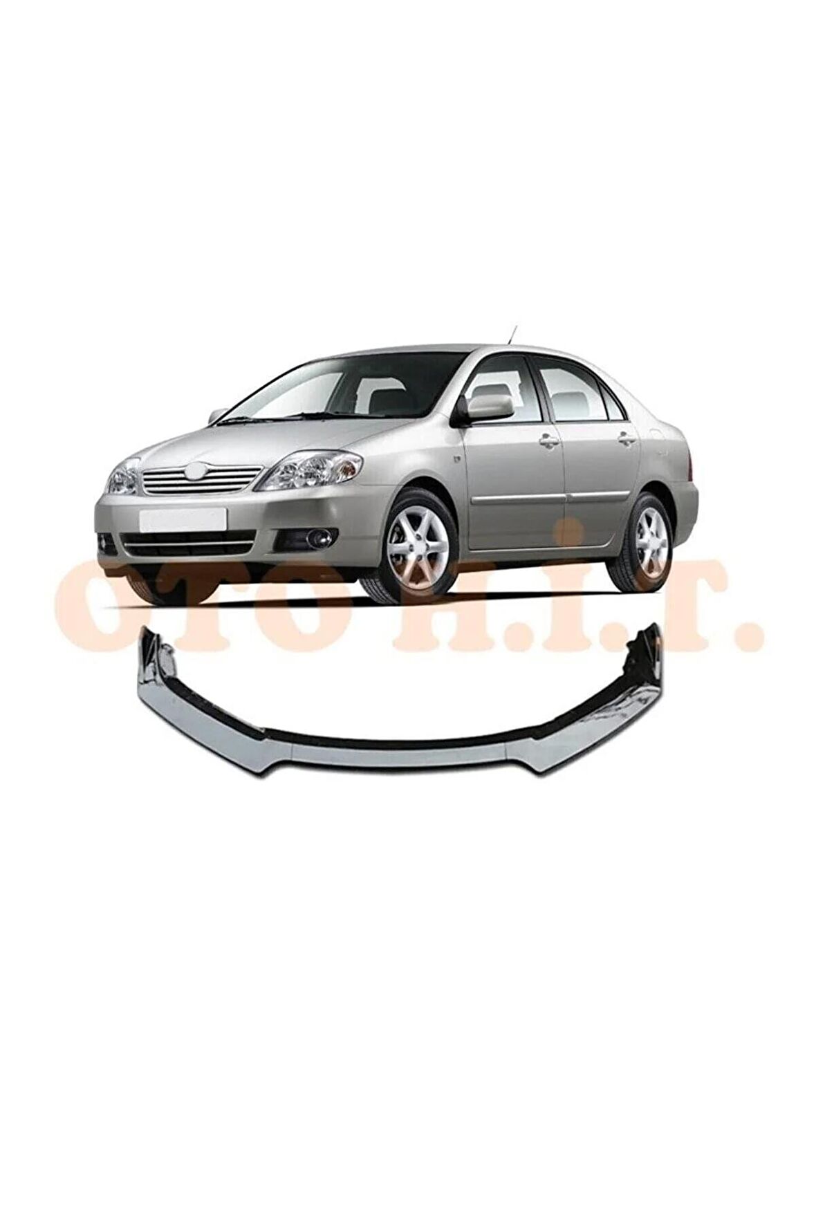 Toyota Corolla 2002-2006 Uyumlu Esnek Ayarlanabilir 3 Parça Kanatlı Piano Black Ön Lip