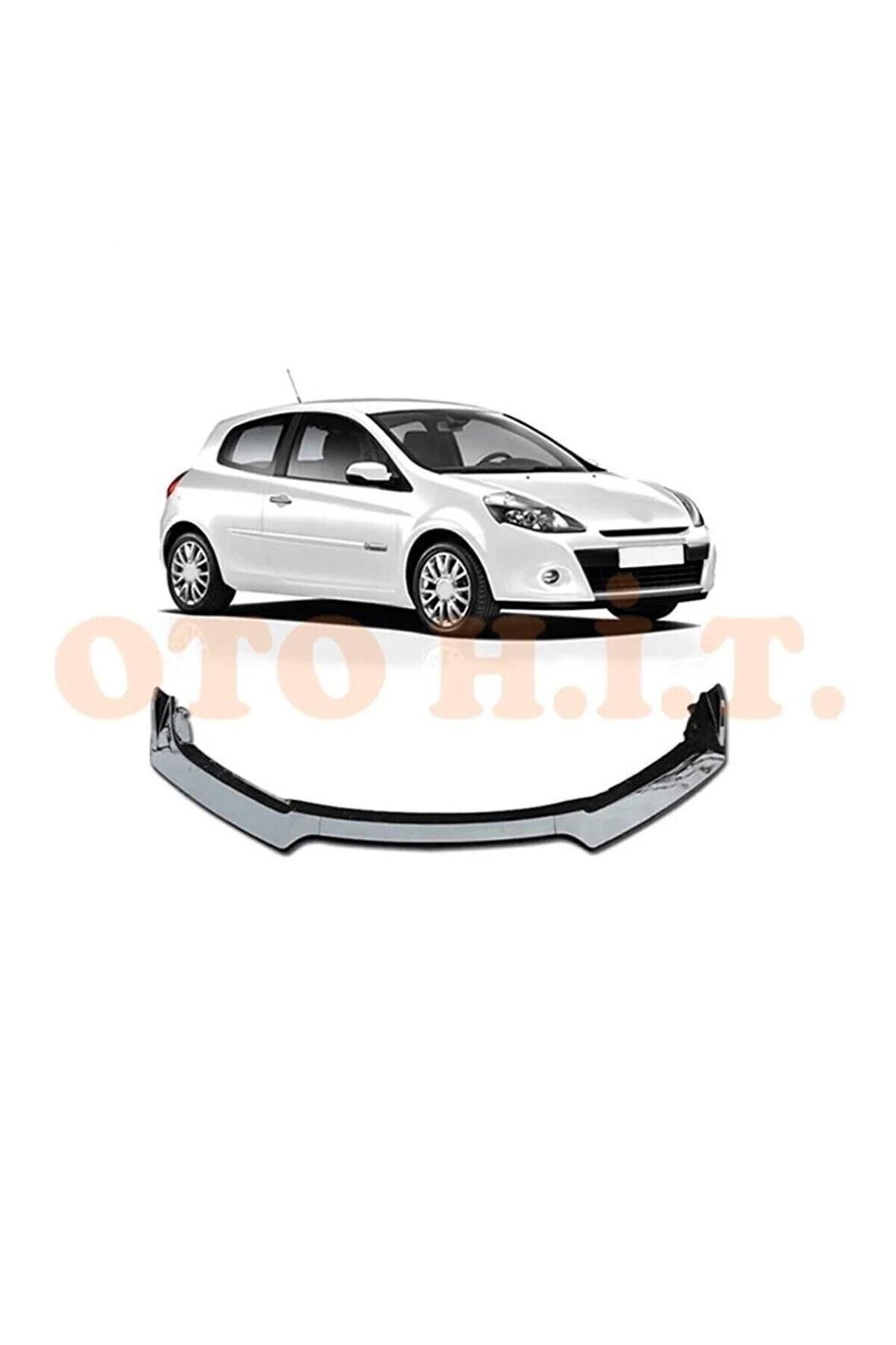 Renault Clio 3 Uyumlu Esnek Ayarlanabilir 3 Parça Kanatlı Piano Black Ön Lip