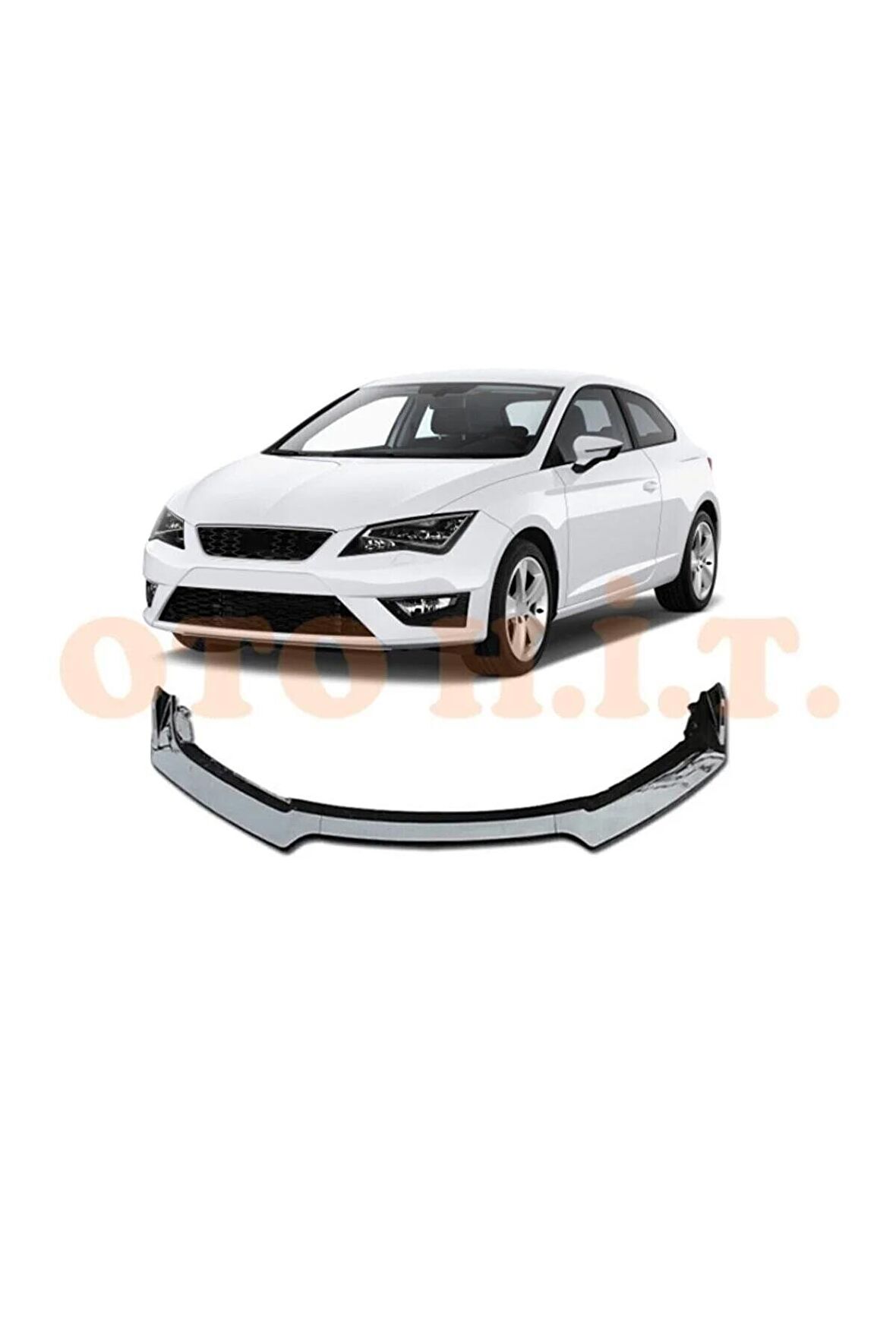 Seat Leon Mk3 Uyumlu Esnek Ayarlanabilir 3 Parça Kanatlı Piano Black Ön Lip