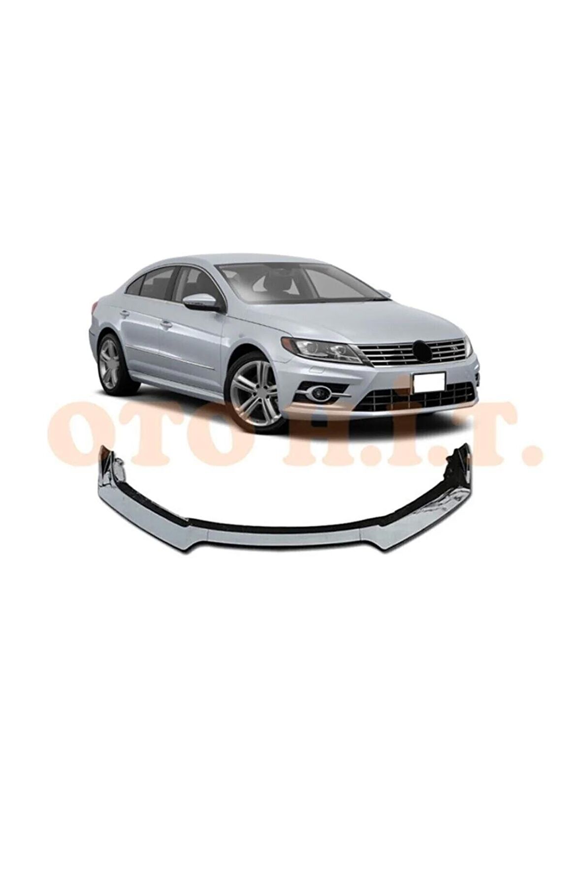Volkswagen Cc Uyumlu Esnek Ayarlanabilir 3 Parça Kanatlı Piano Black Ön Lip