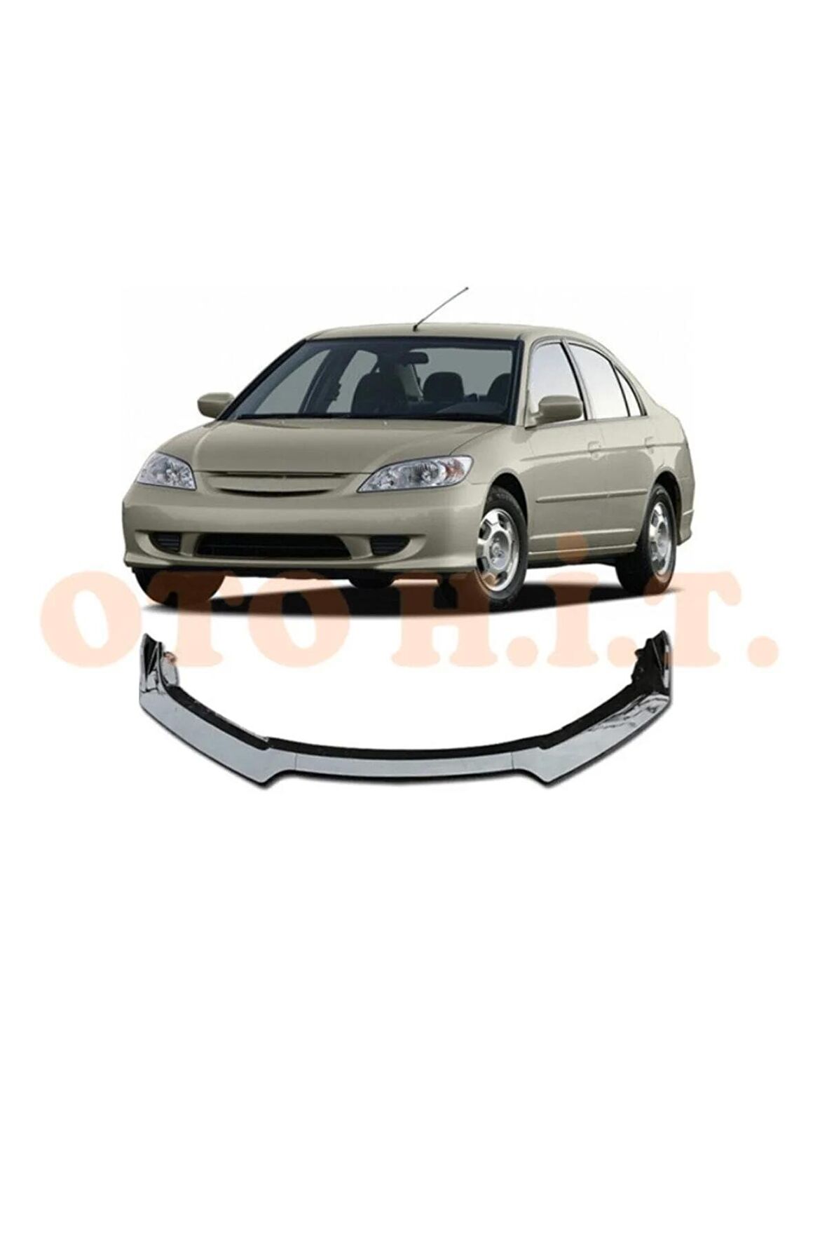 Honda Vtec 2 Uyumlu Esnek Ayarlanabilir 3 Parça Kanatlı Piano Black Ön Lip