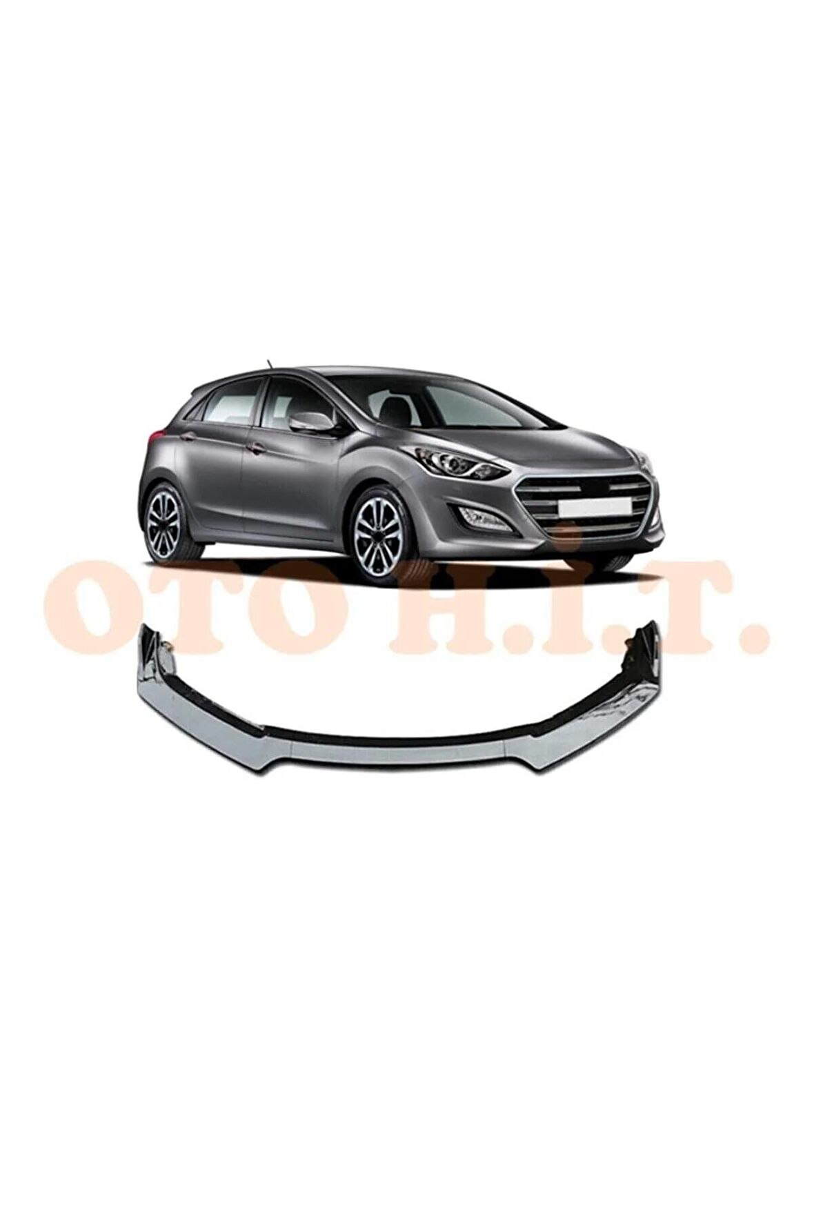 Hyundai I30 2012-2016 Uyumlu Esnek Ayarlanabilir 3 Parça Kanatlı Piano Black Ön Lip