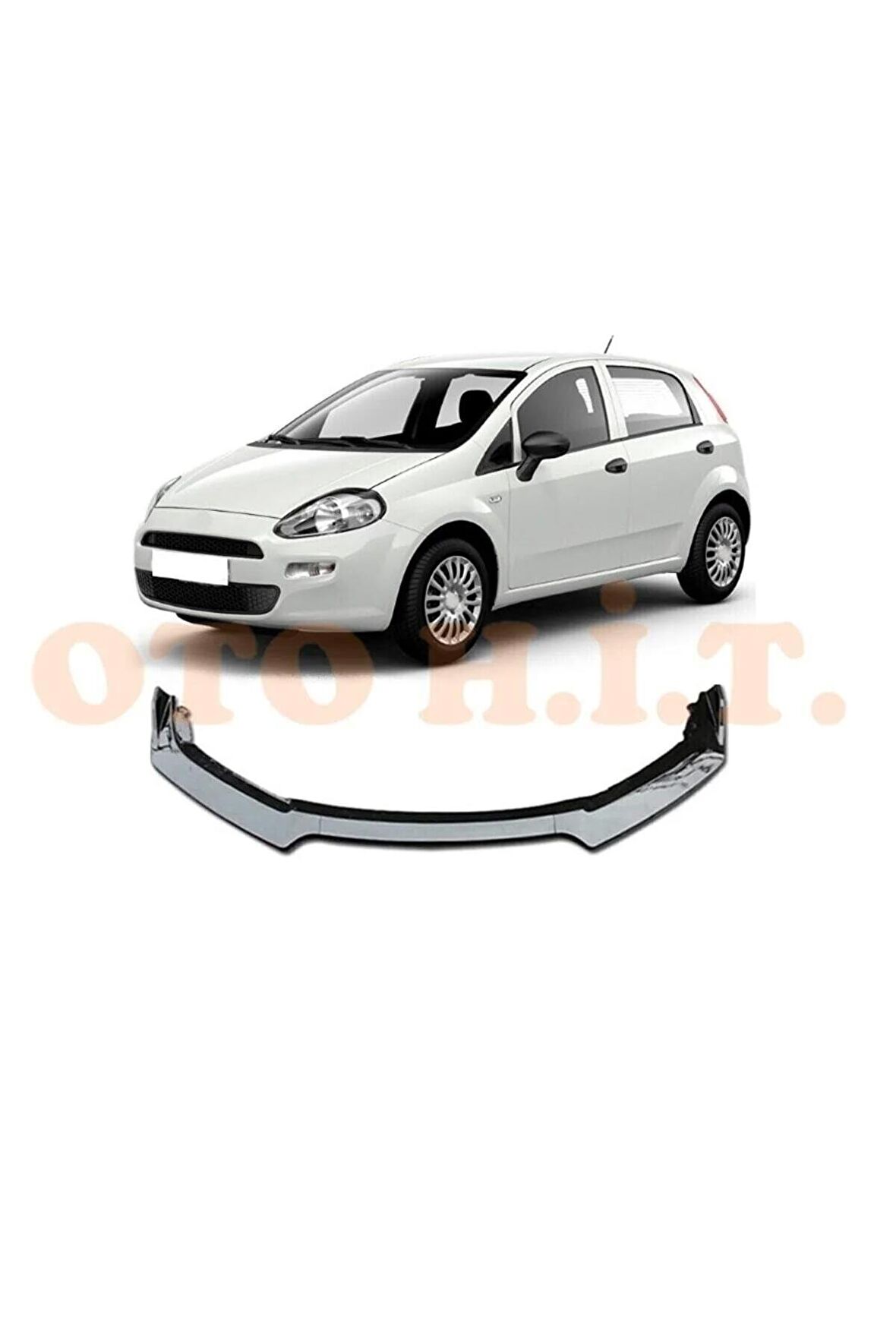 Fiat Punto Uyumlu  Esnek Ayarlanabilir 3 Parça Kanatlı Piano Black Ön Lip