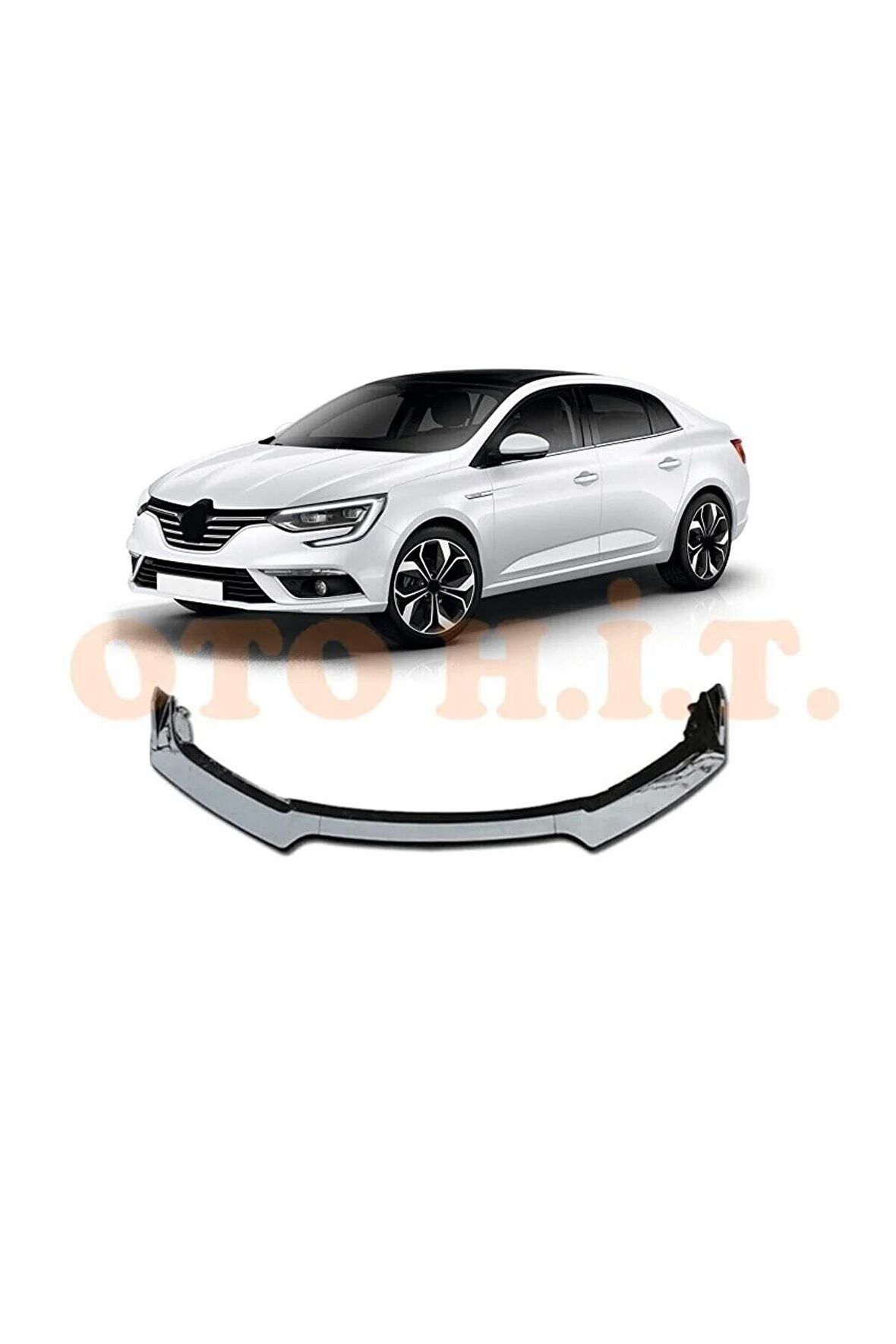 Renault Megane 4 Uyumlu Esnek Ayarlanabilir 3 Parça Kanatlı Piano Black Ön Lip