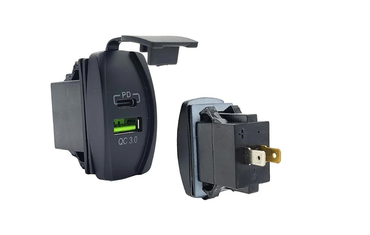 Su Geçirmez Tekne Araba USB QC 3.0 ve Type-C PD Araç Şarj Soketi