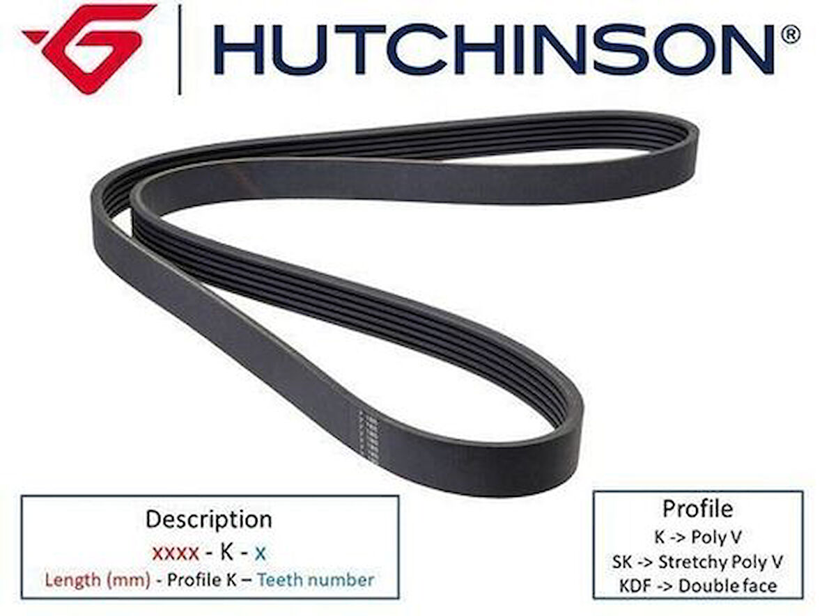 Hutchinson 5PK962 962 K 5 Kanallı Kayış Vectra A 1.6-Tempra Tipo-Peugeot-Citroen Klimalı 90299503