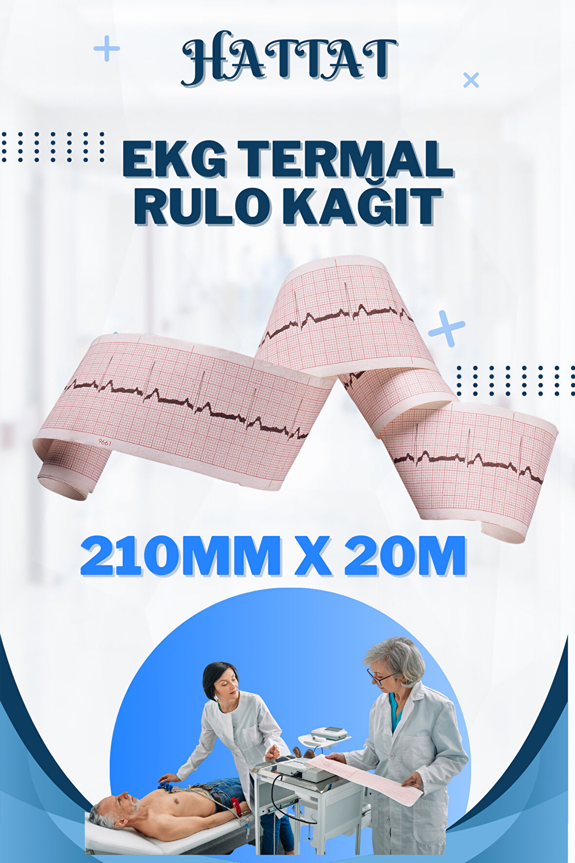 12 Adet Rulo EKG ECG 210mmx20metre Tam Metrajlı Yüksek Kaliteli Hassas Karelajlı Rulo Termal Kağıt