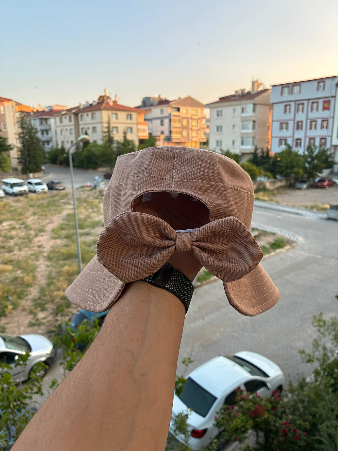 Fiyonk Detaylı Keten Bucket Kadın Şapka 