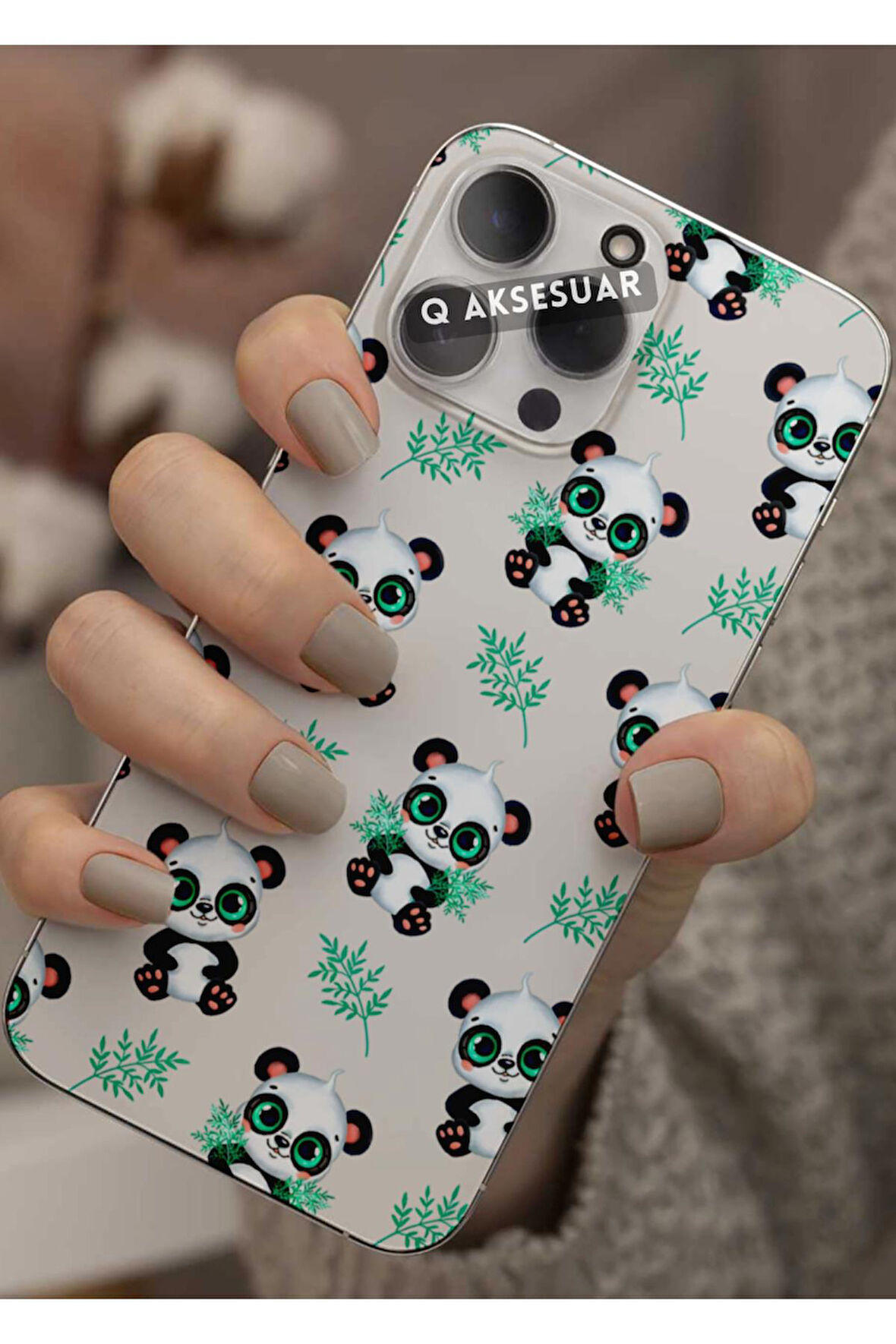 Huawei Mate 20 Pro Uyumlu Sevimli Panda Tasarımlı Şeffaf Telefon Kılıfı Kapak Case