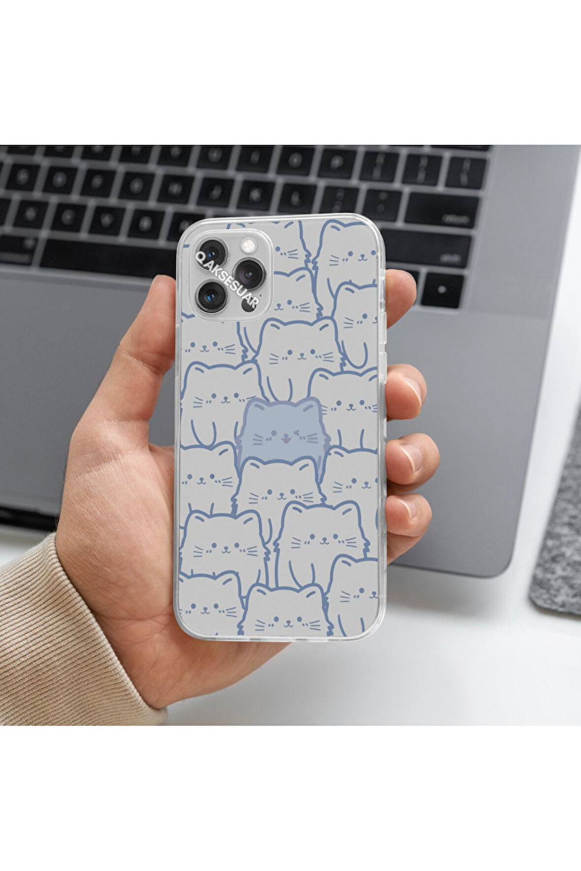 Huawei P20 Lite Uyumlu Kedi Tasarımlı Premium Şeffaf Telefon Kılıfı