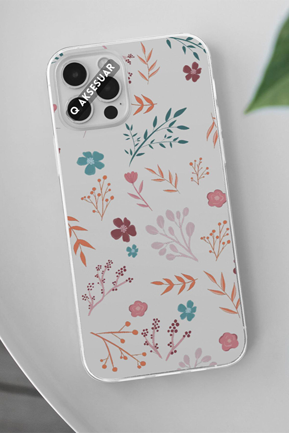 Huawei P20 Lite Uyumlu Renkli Çiçekler Tasarımlı Şeffaf Telefon Kılıfı